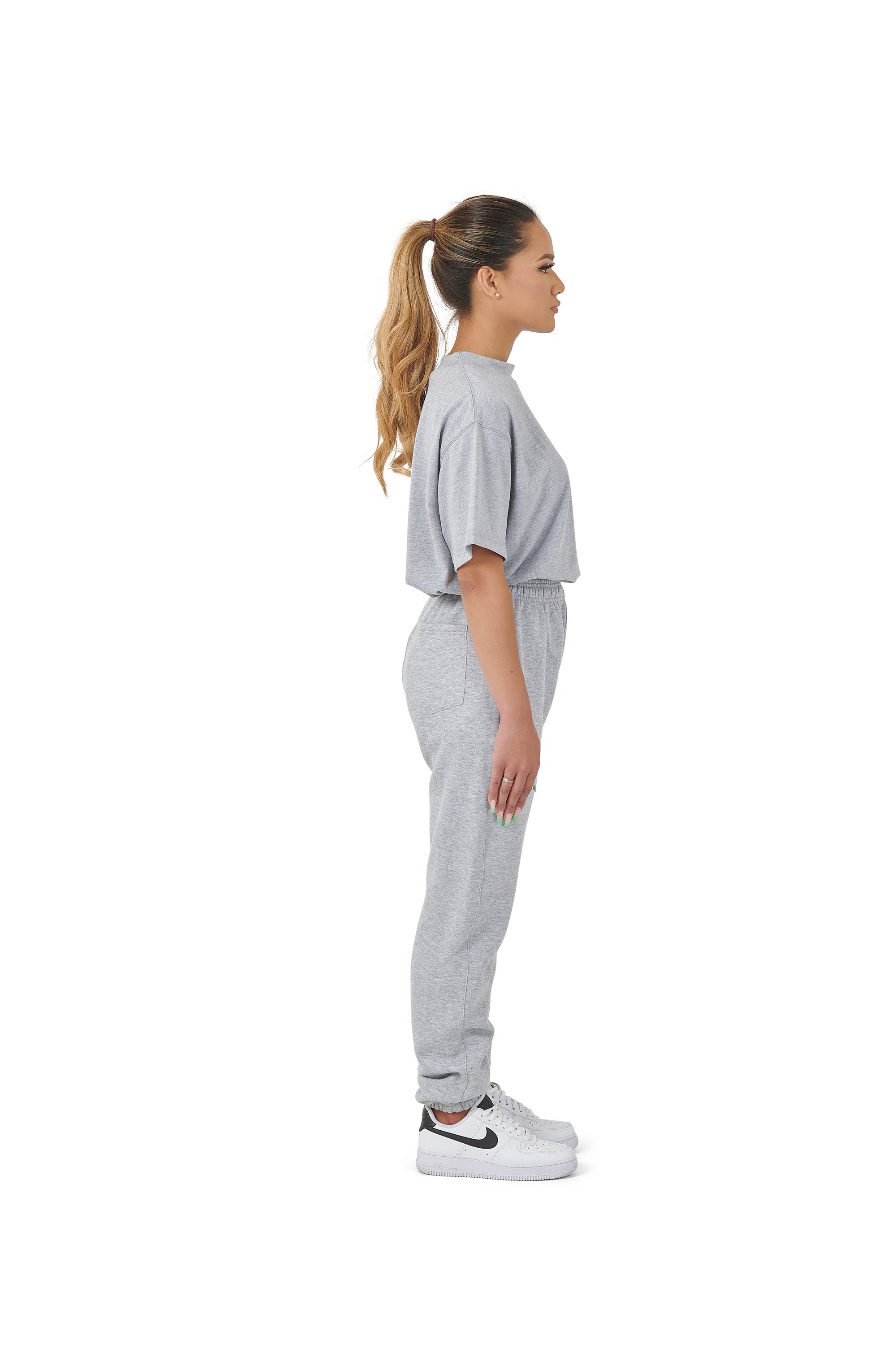 Wholesale Plain Grey Over Sized Jogging Bottoms and Plain Grey Oversized T-shirt