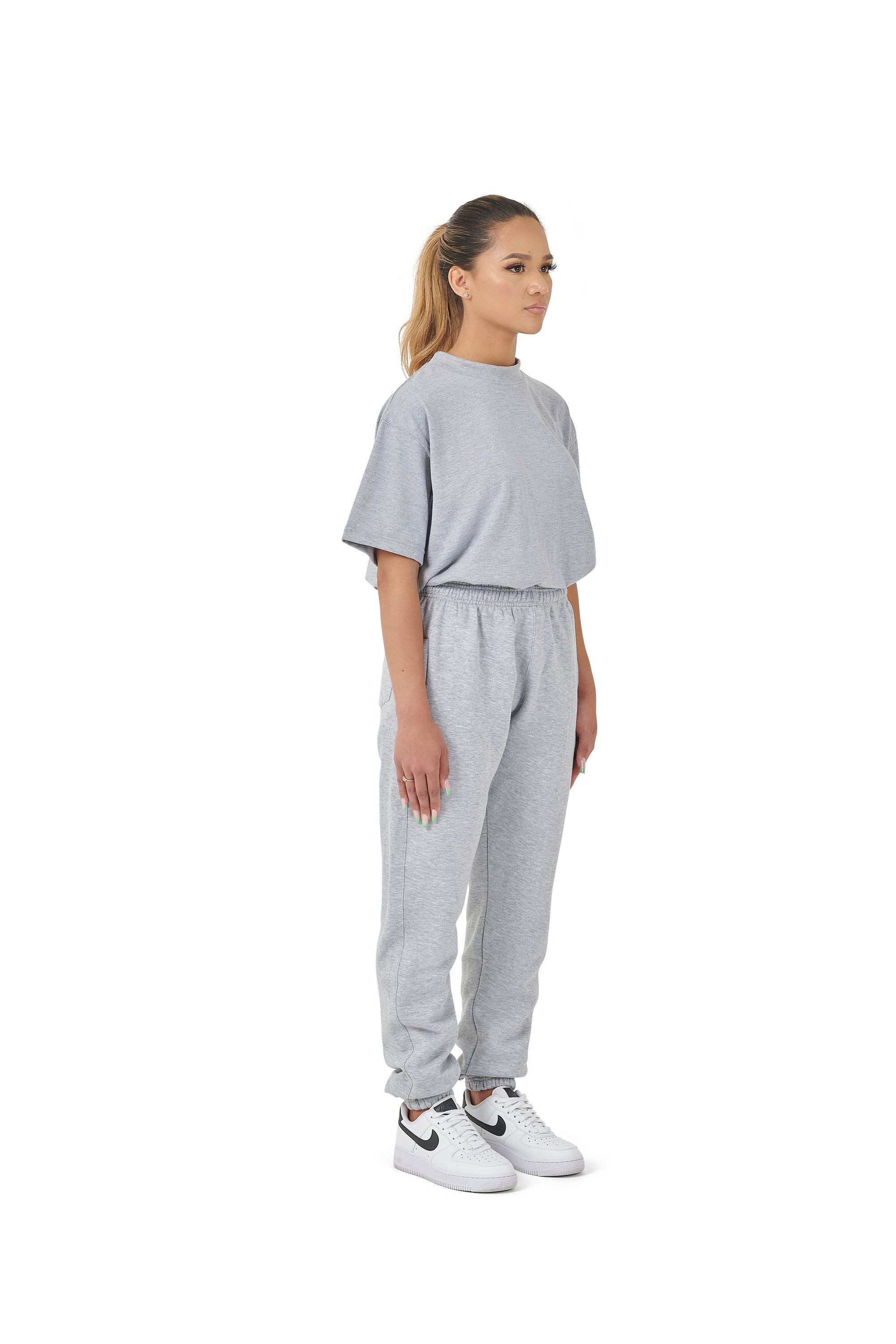 Wholesale Plain Grey Over Sized Jogging Bottoms and Plain Grey Oversized T-shirt