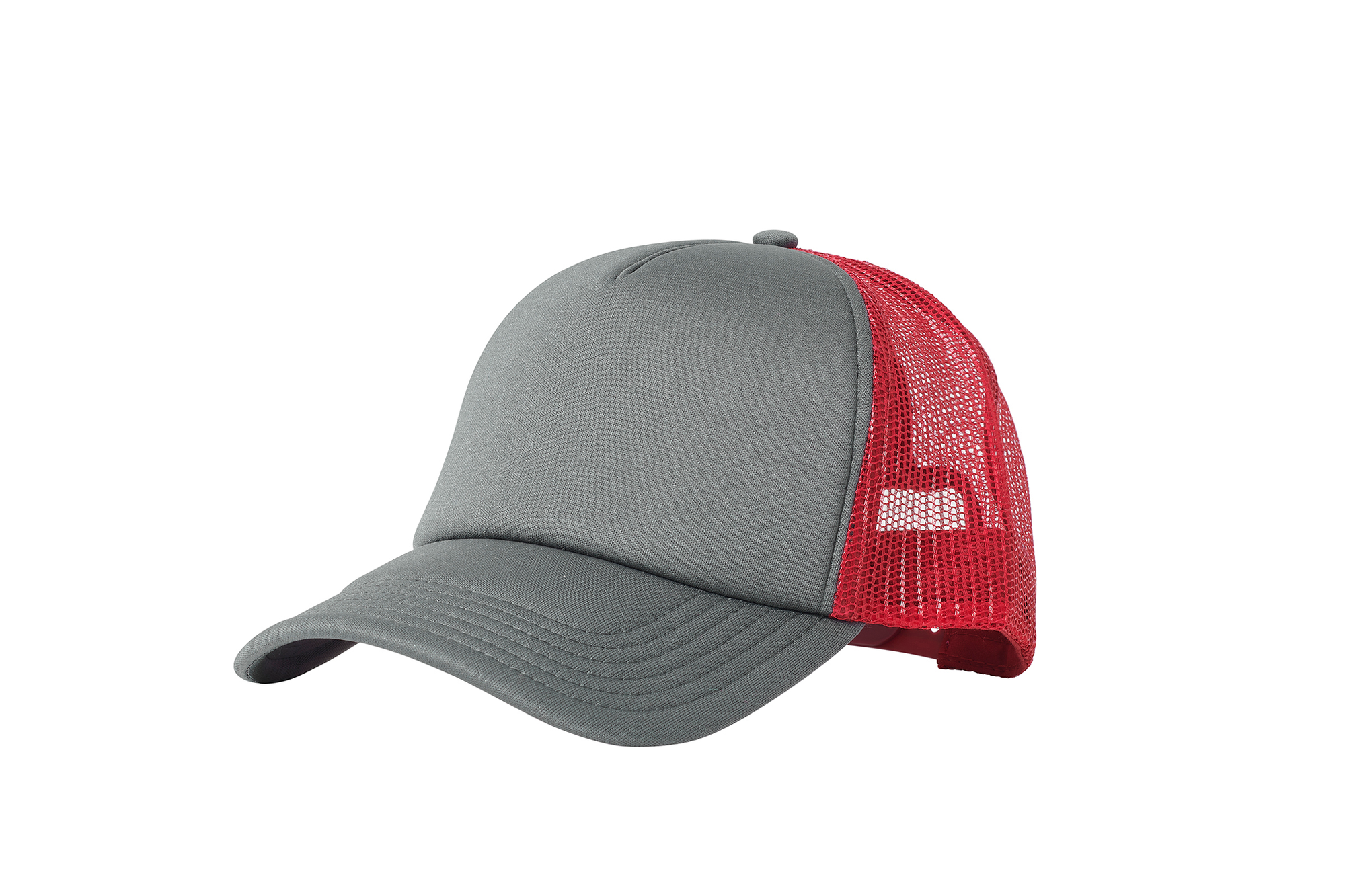 Wholesale Plain Grey and Red Foam Mesh Snap Back Cap