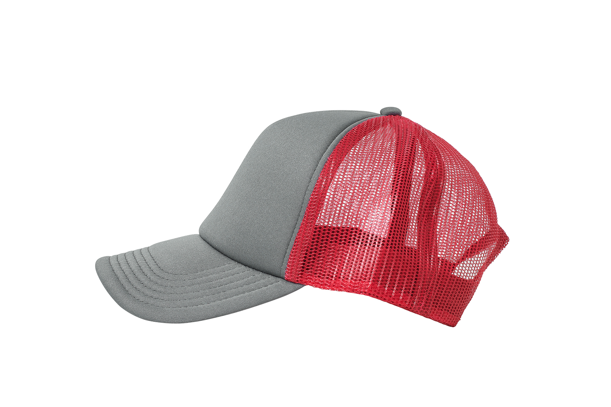 Wholesale Plain Grey and Red Foam Mesh Snap Back Cap