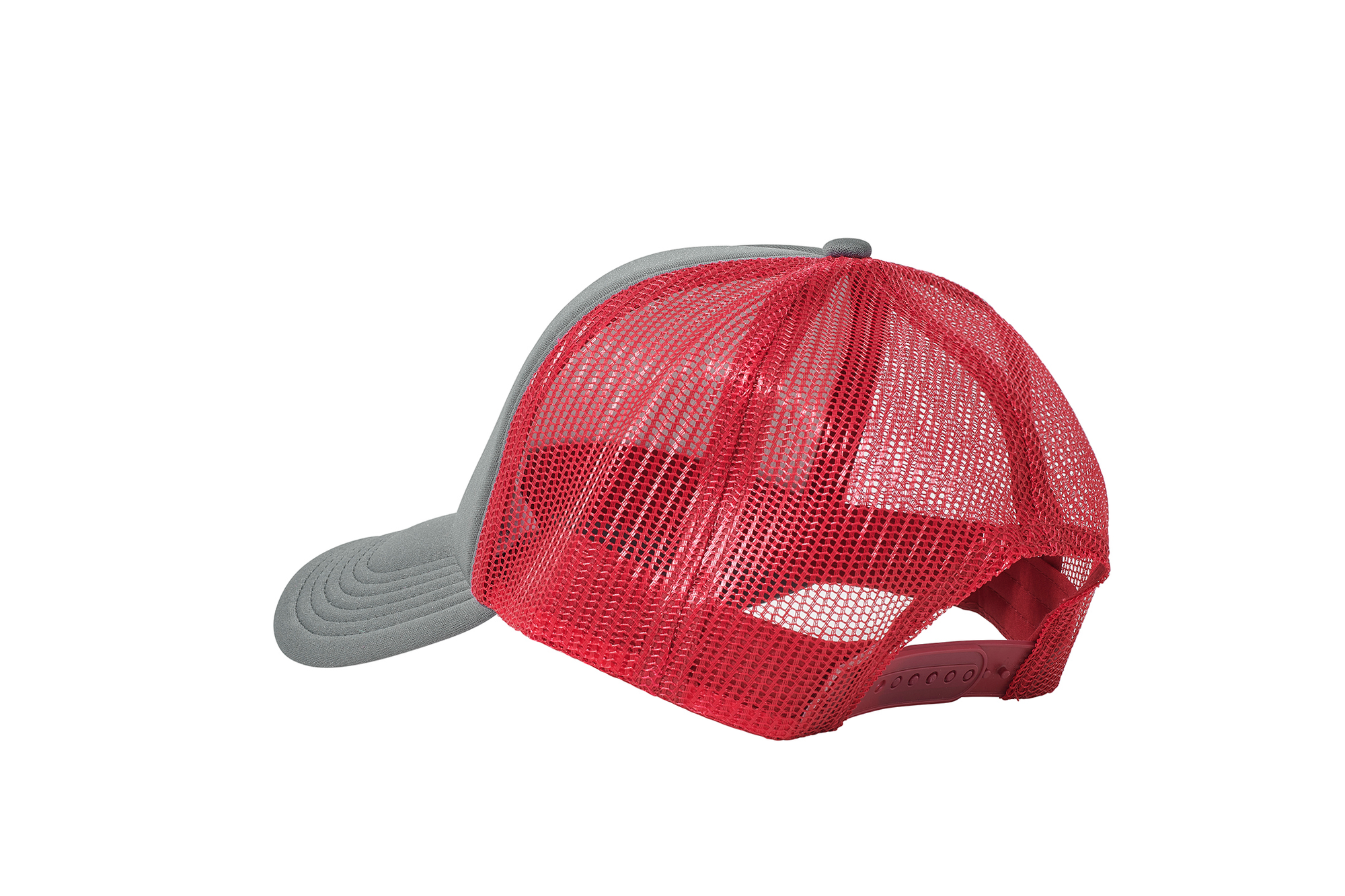 Wholesale Plain Grey and Red Foam Mesh Snap Back Cap