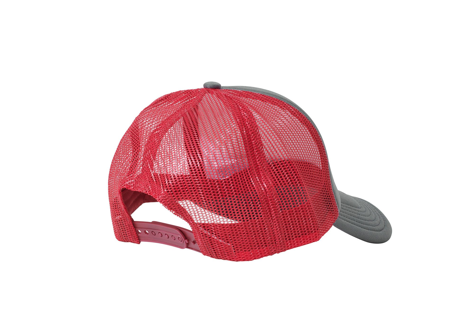 Wholesale Plain Grey and Red Foam Mesh Snap Back Cap