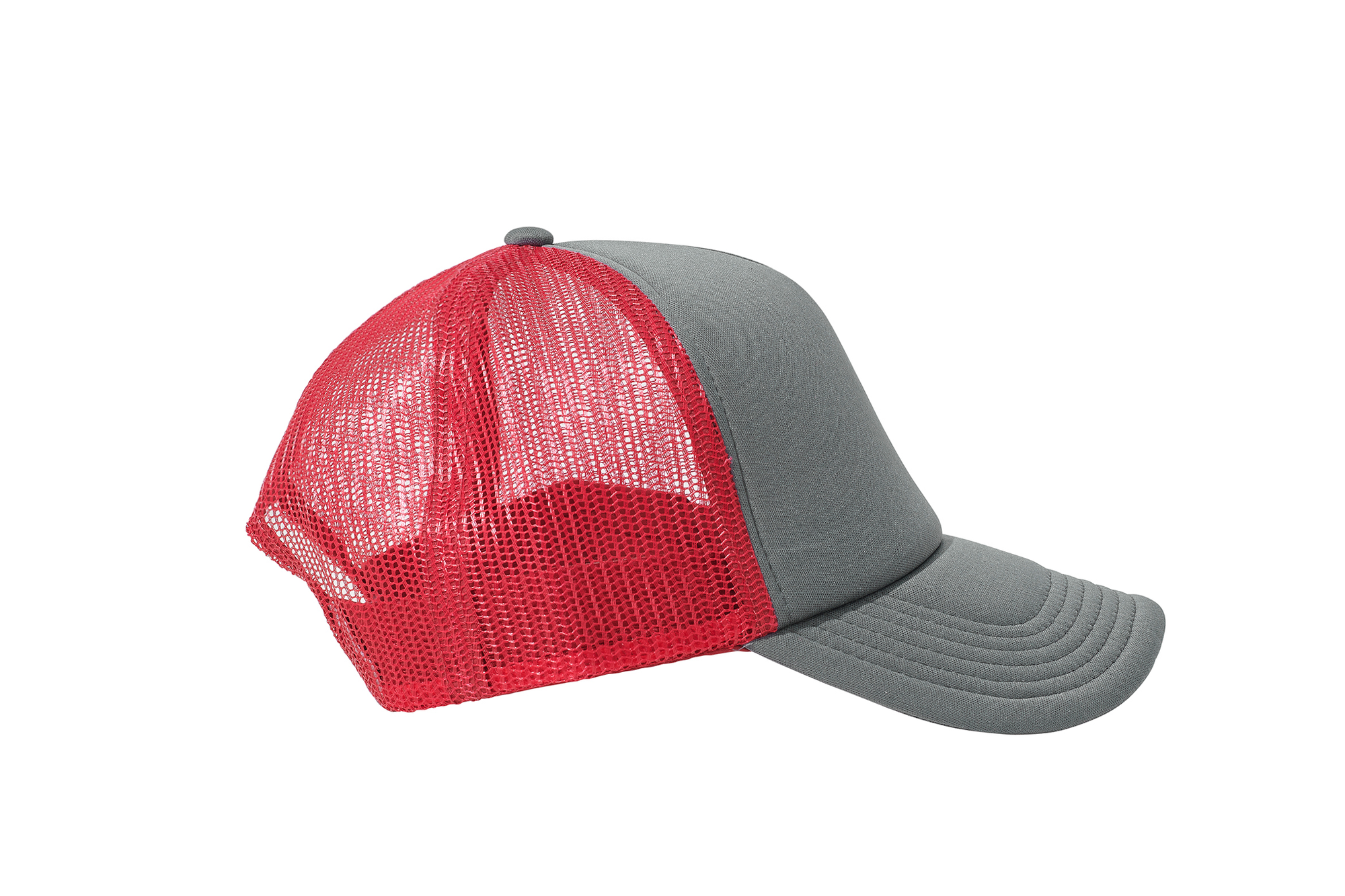 Wholesale Plain Grey and Red Foam Mesh Snap Back Cap