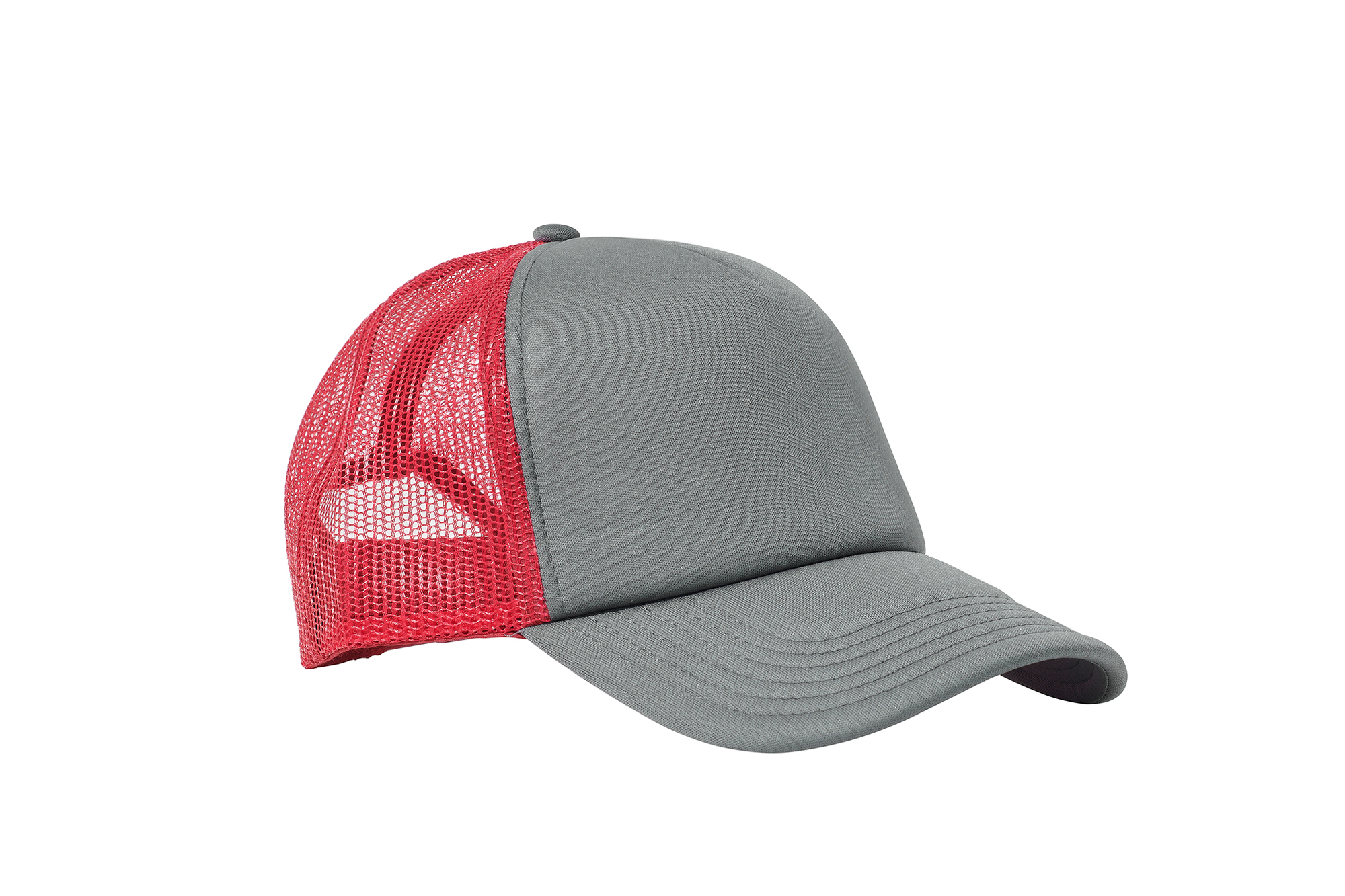 Wholesale Plain Grey and Red Foam Mesh Snap Back Cap