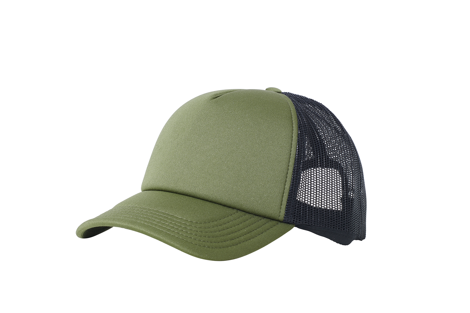 Wholesale Plain Olive and Black Foam Mesh Snap Back Cap