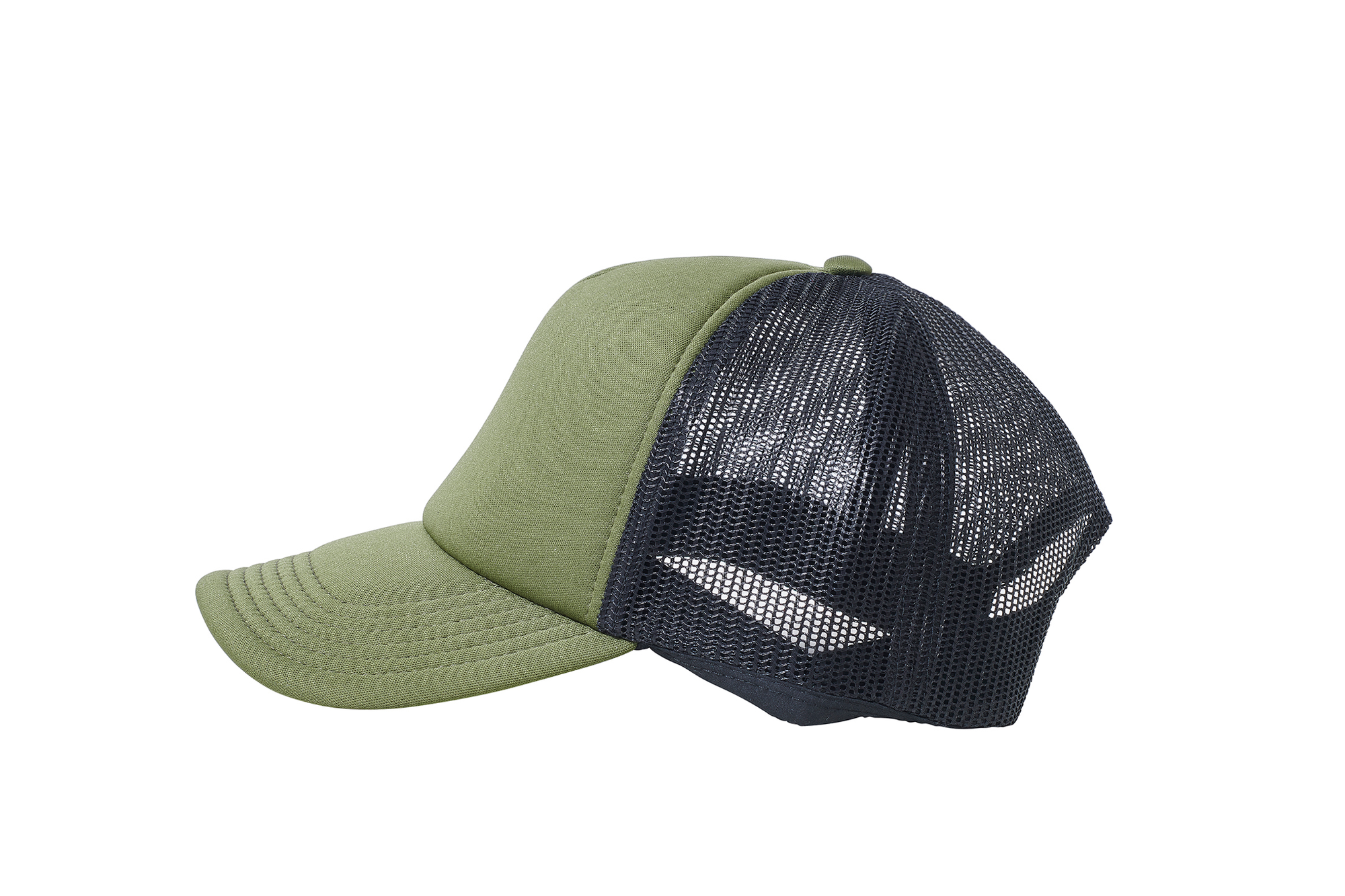 Wholesale Plain Olive and Black Foam Mesh Snap Back Cap