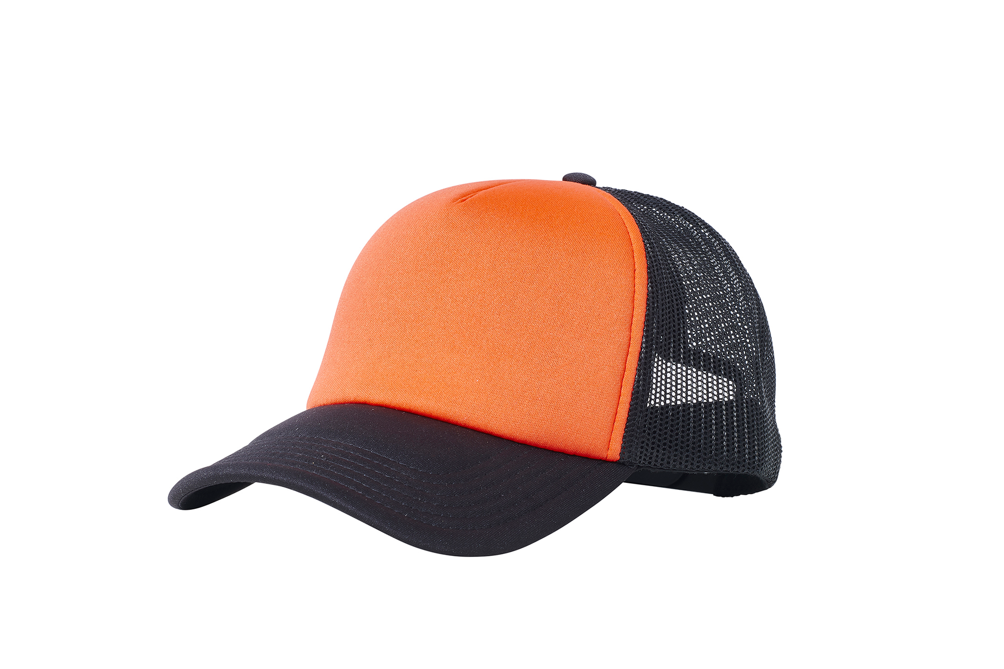 Wholesale Plain Orange and Black Foam Mesh Snap Back Cap