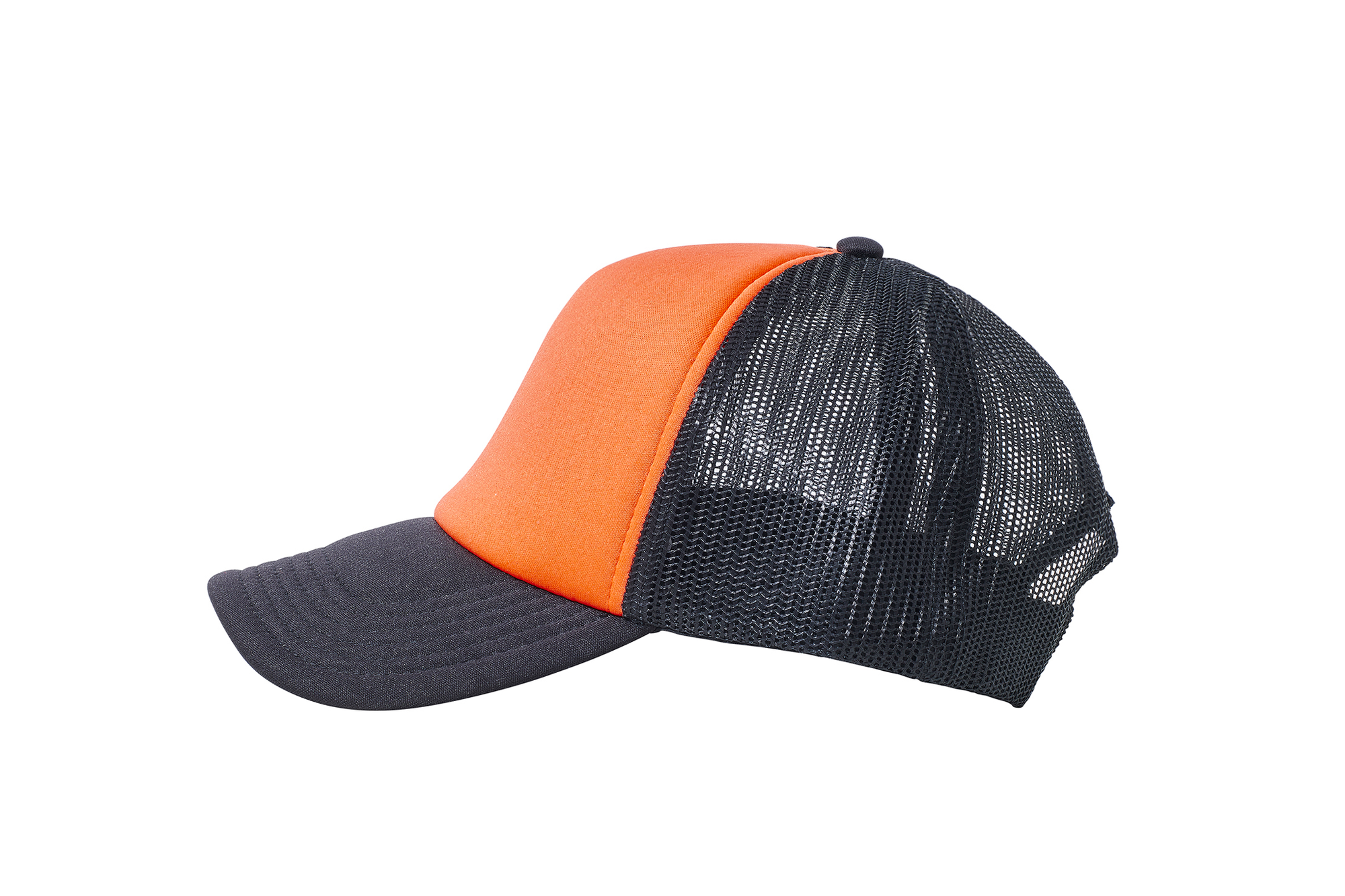 Wholesale Plain Orange and Black Foam Mesh Snap Back Cap