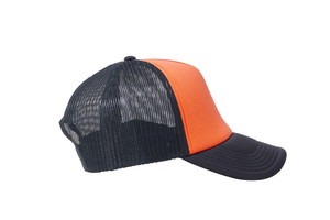 Wholesale Plain Orange and Black Foam Mesh Snap Back Cap