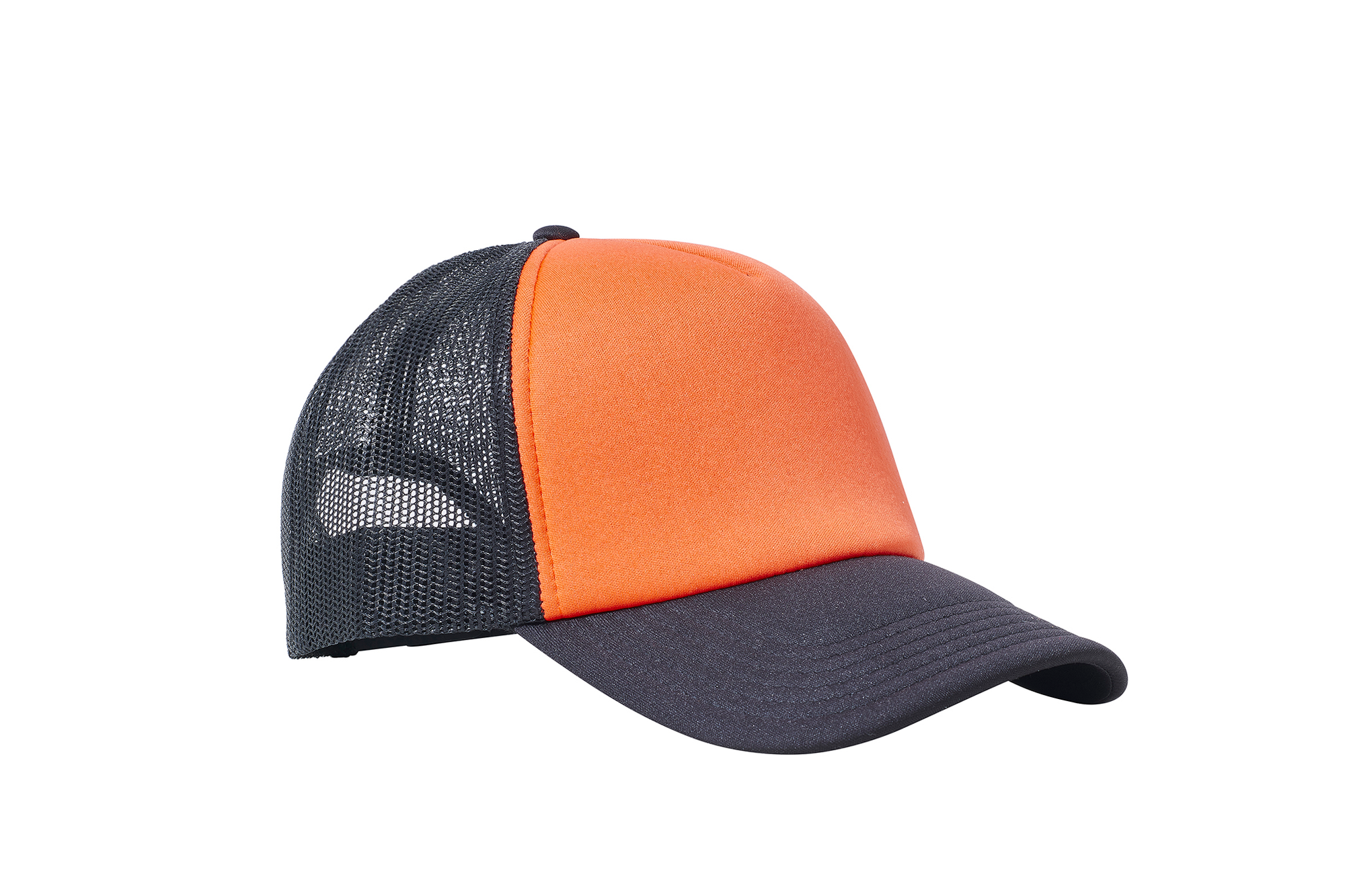 Wholesale Plain Orange and Black Foam Mesh Snap Back Cap