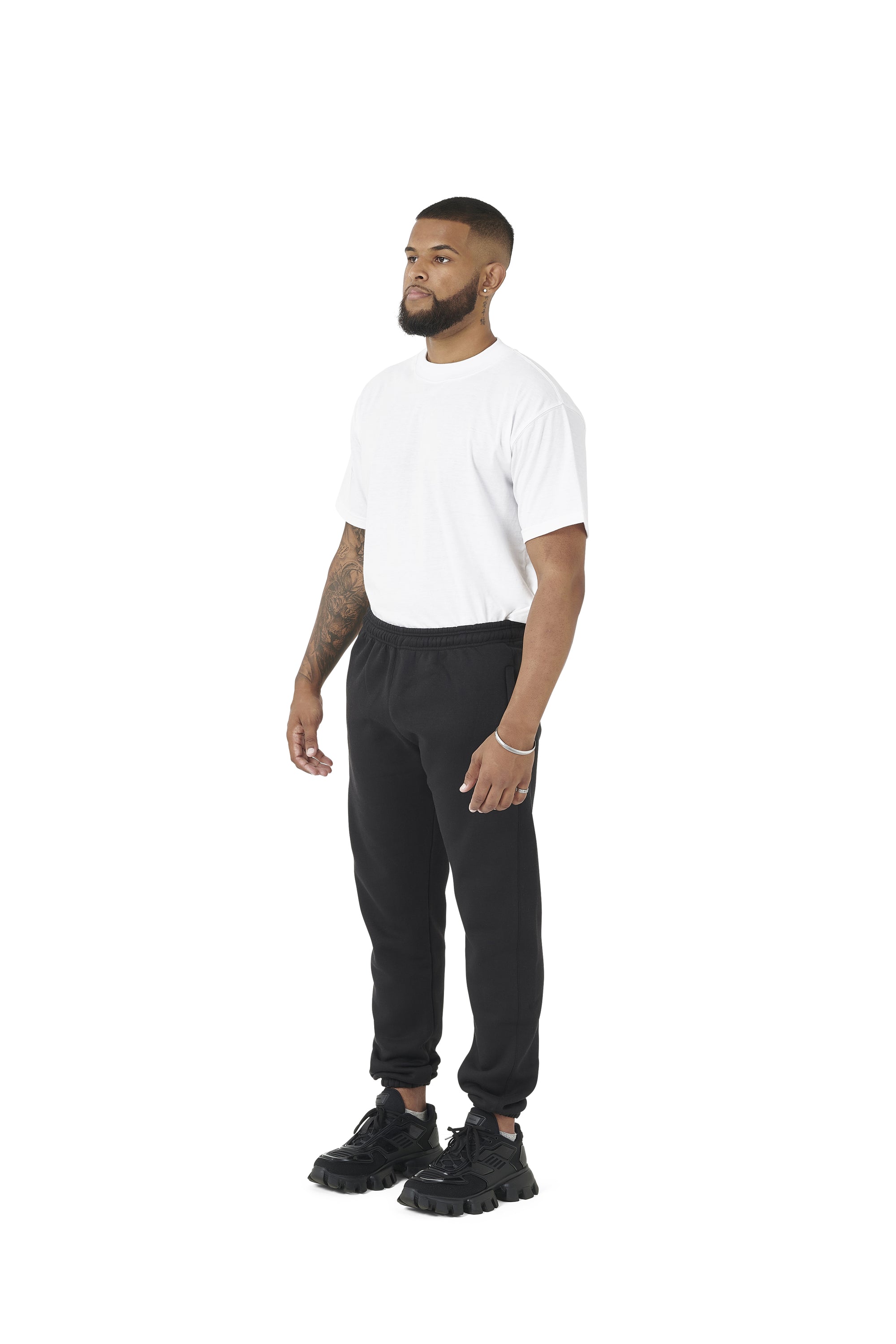 Wholesale Plain Black Over Sized Jogging Bottoms and Plain White Oversized T-shirt