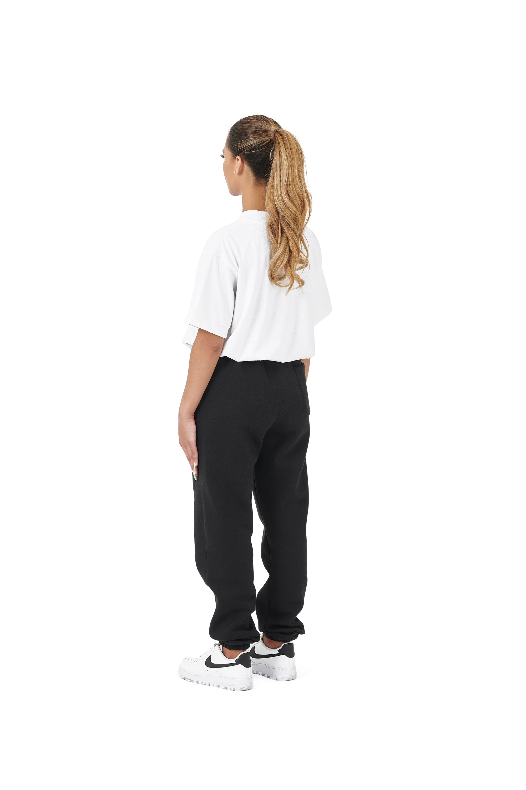 Wholesale Plain Black Over Sized Jogging Bottoms and Plain White Oversized T-shirt