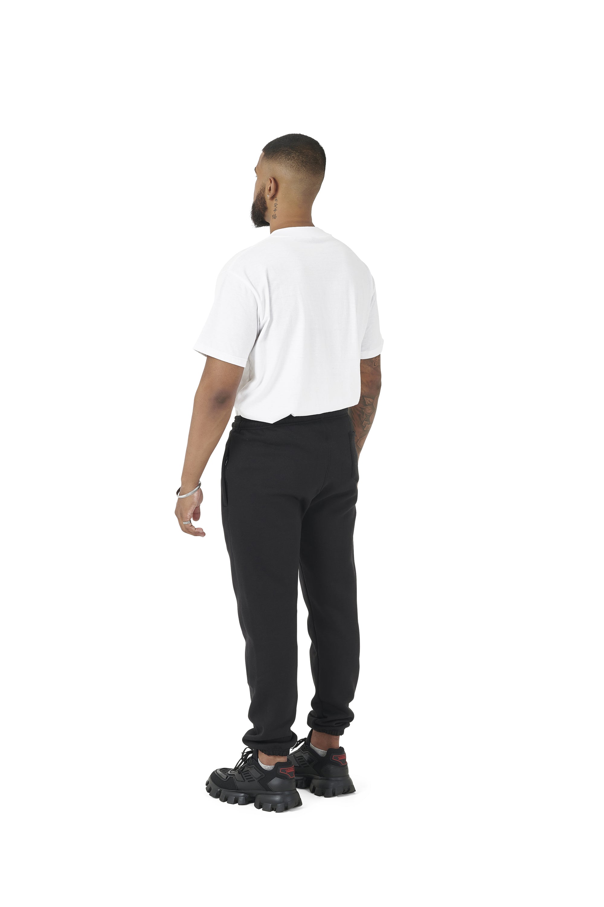 Wholesale Plain Black Over Sized Jogging Bottoms and Plain White Oversized T-shirt