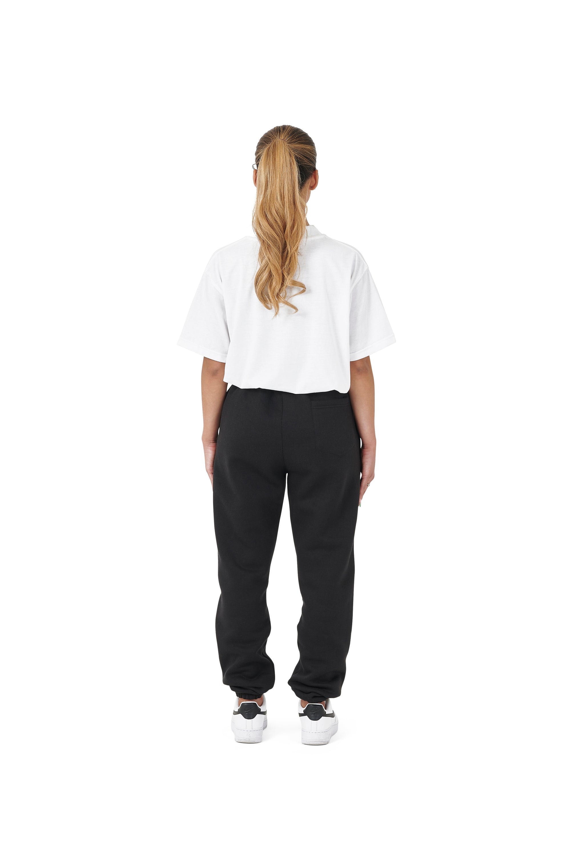 Wholesale Plain Black Over Sized Jogging Bottoms and Plain White Oversized T-shirt