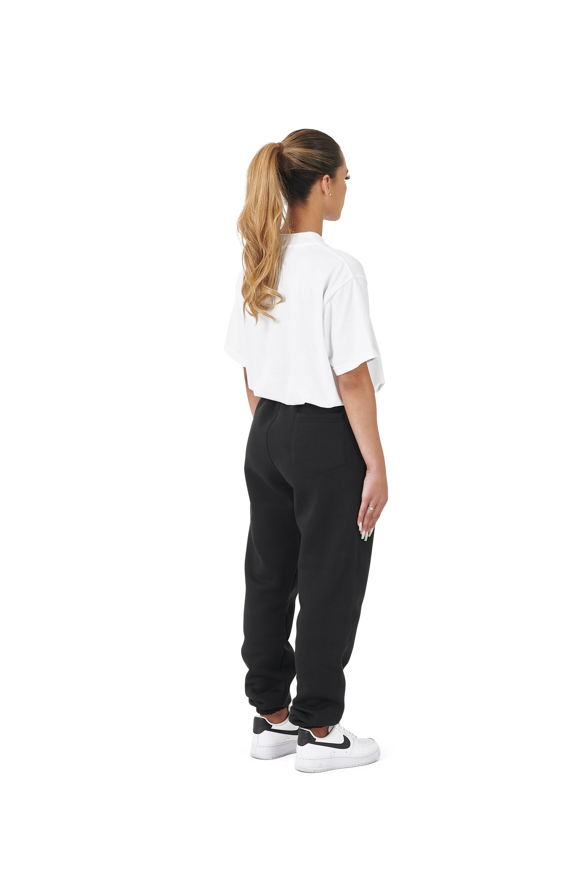 Wholesale Plain Black Over Sized Jogging Bottoms and Plain White Oversized T-shirt