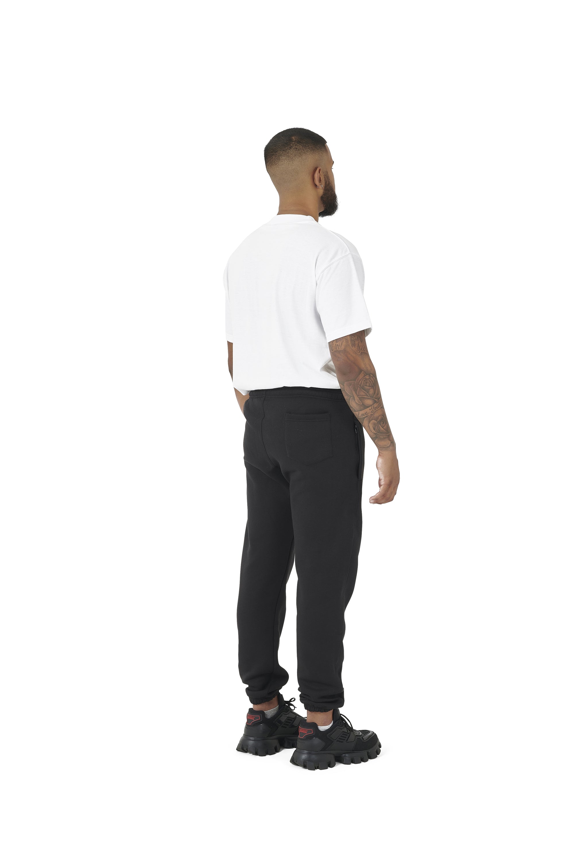 Wholesale Plain Black Over Sized Jogging Bottoms and Plain White Oversized T-shirt