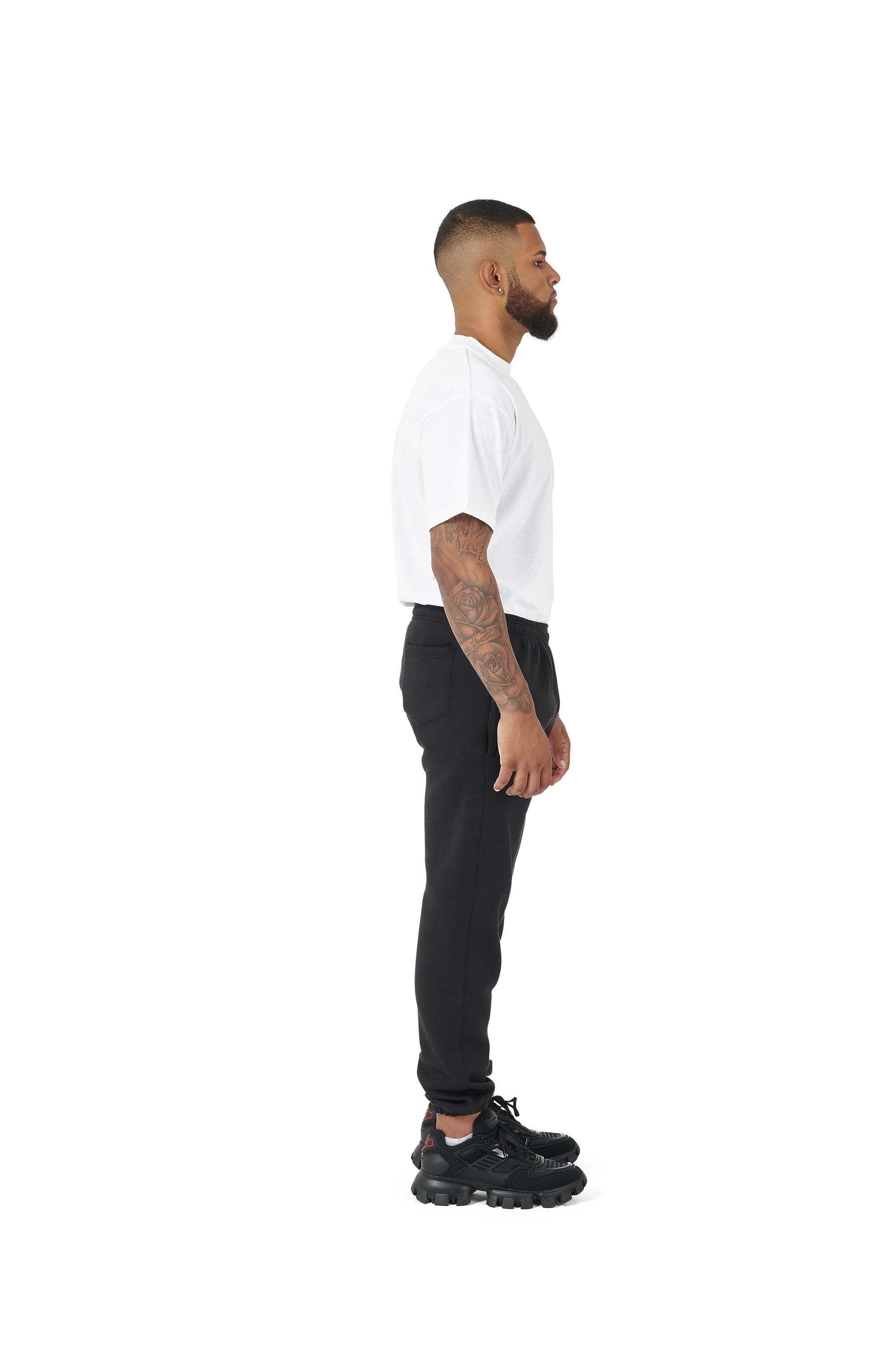 Wholesale Plain Black Over Sized Jogging Bottoms and Plain White Oversized T-shirt