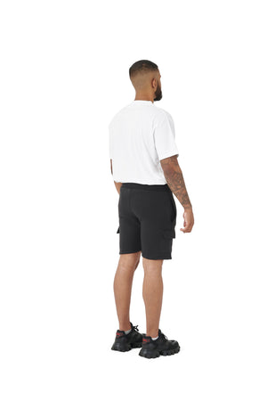Wholesale Plain White Oversized T-shirt and Plain Black Cargo Slim Fit Shorts