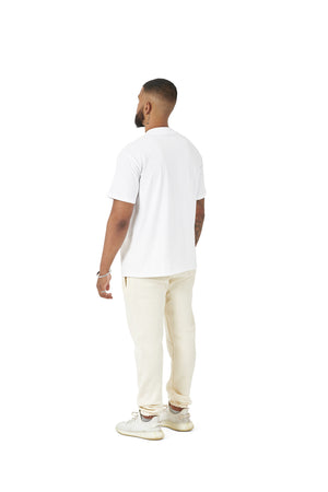 Wholesale Plain White Oversized T-shirt and Plain Oversized Cream Jogging Bottoms