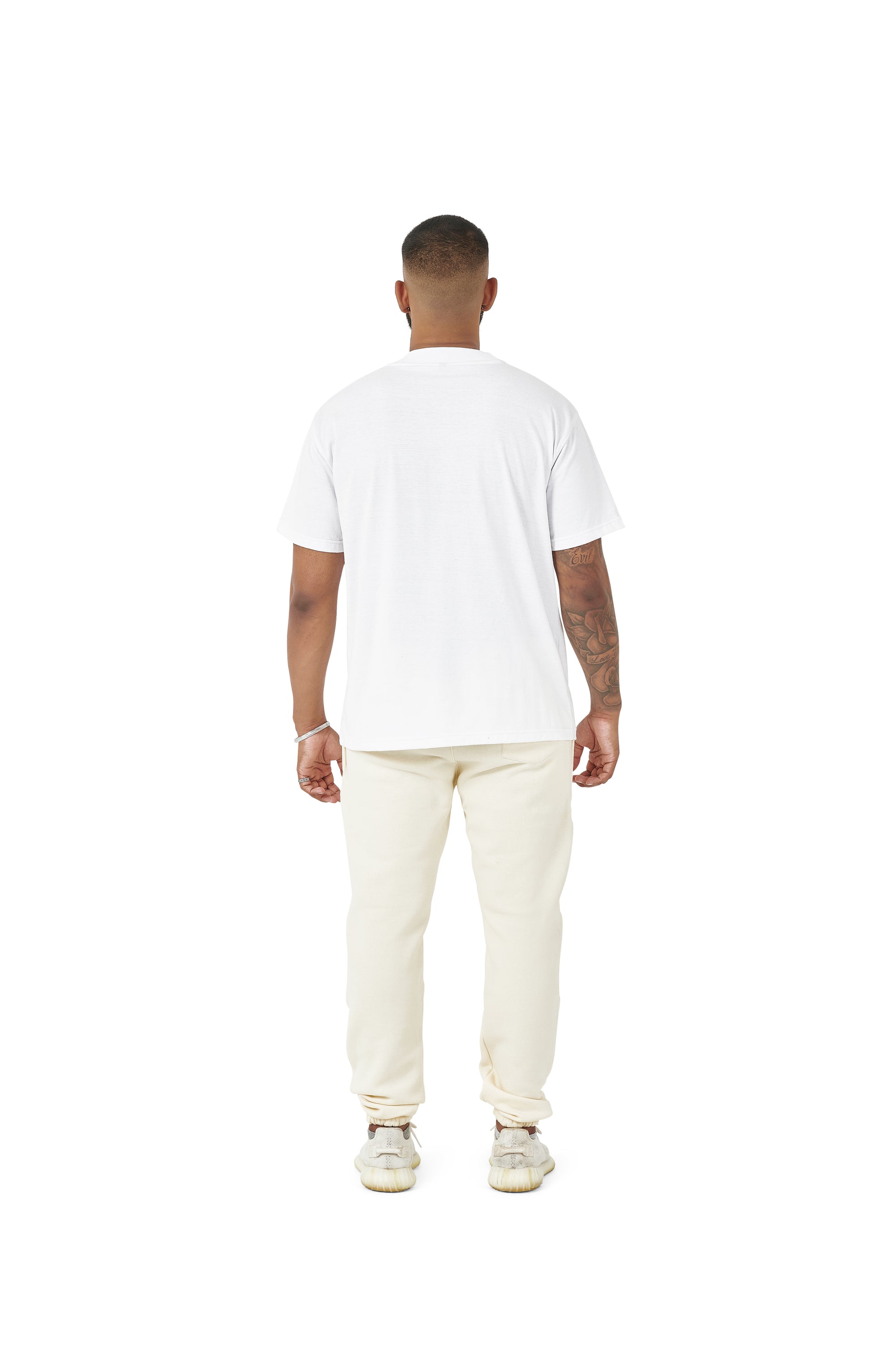 Wholesale Plain White Oversized T-shirt and Plain Oversized Cream Jogging Bottoms