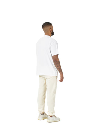 Wholesale Plain White Oversized T-shirt and Plain Oversized Cream Jogging Bottoms