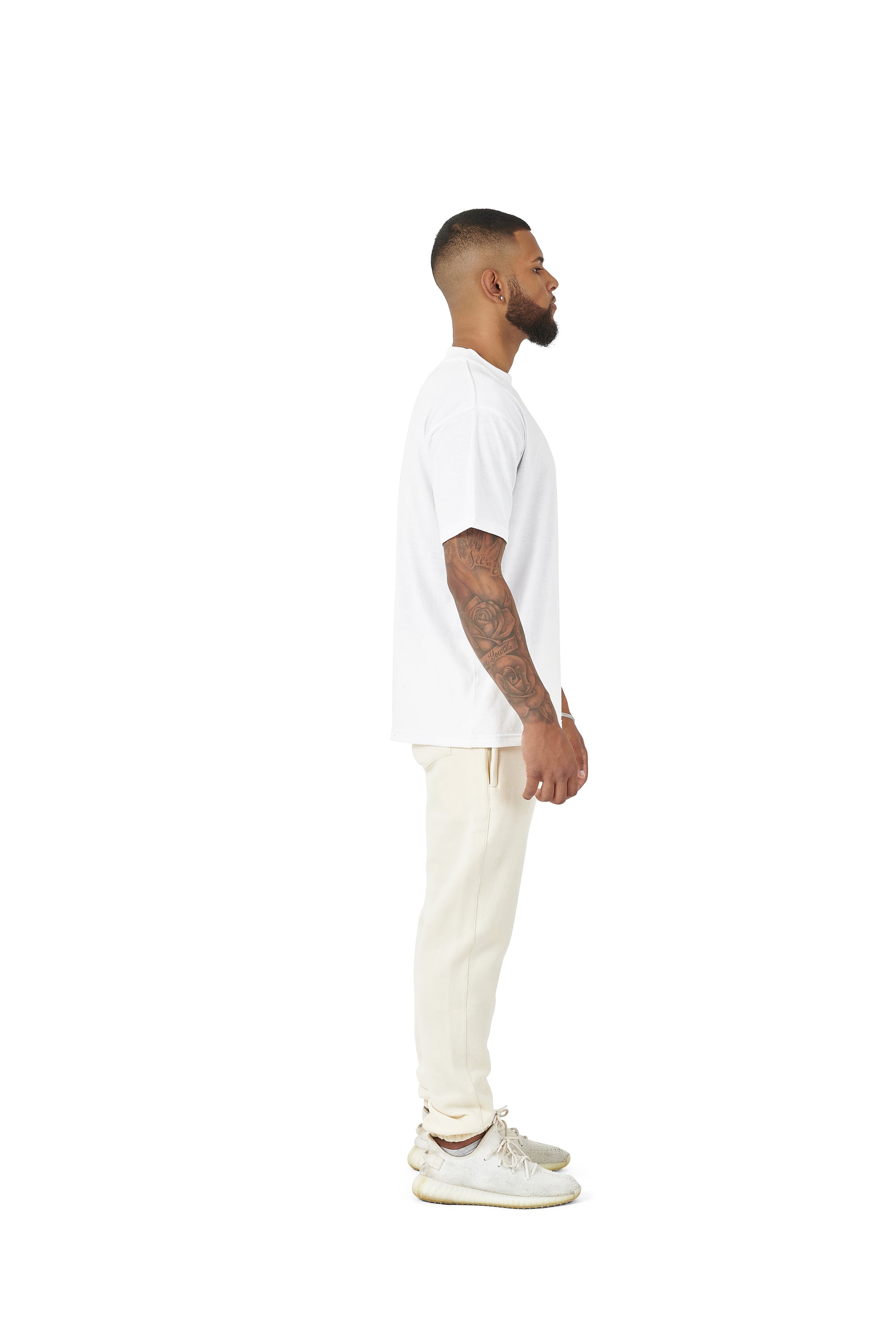 Wholesale Plain White Oversized T-shirt and Plain Oversized Cream Jogging Bottoms