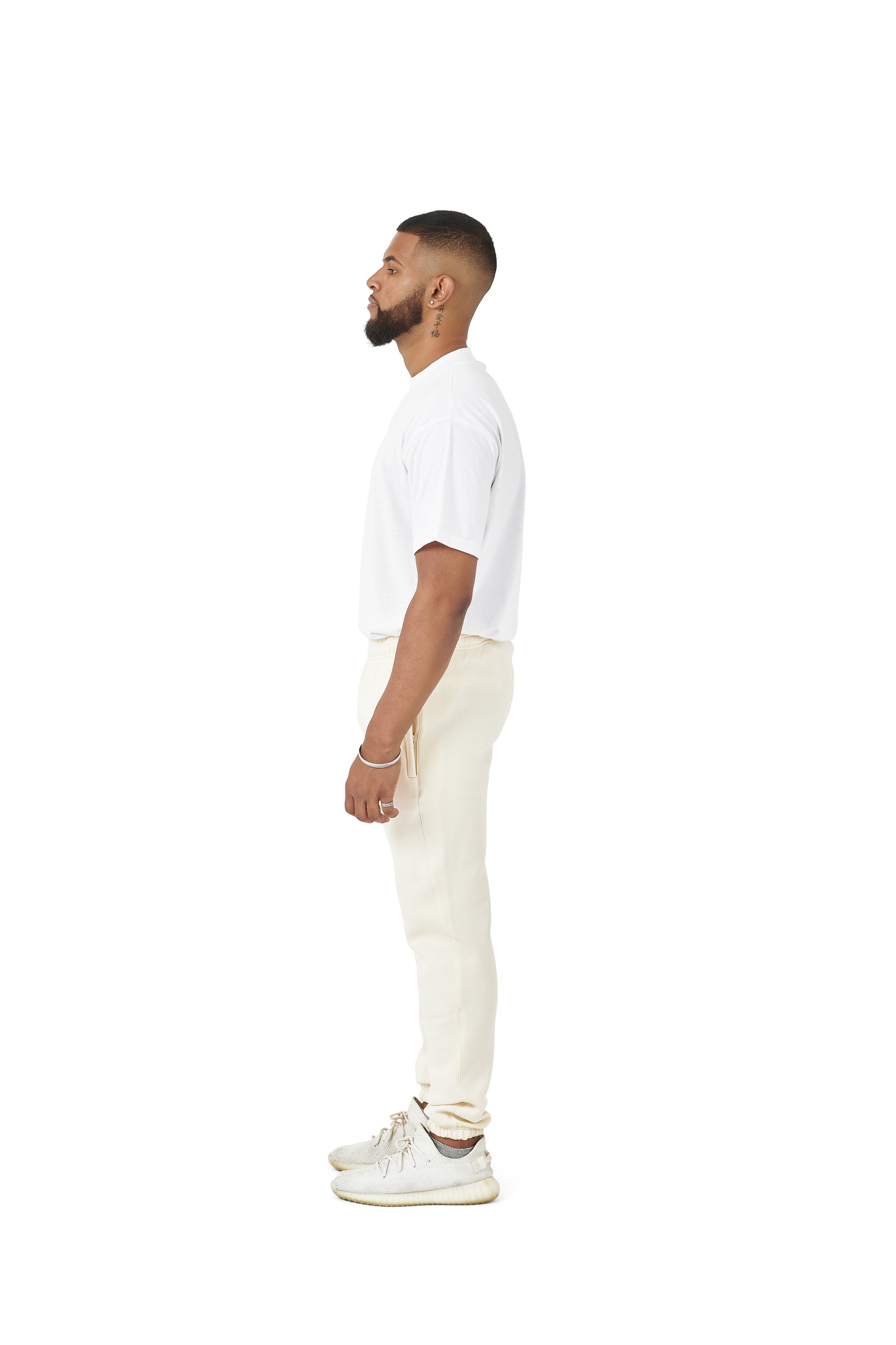 Wholesale Plain Cream Over Sized Jogging Bottoms and Plain White Oversized T-shirt