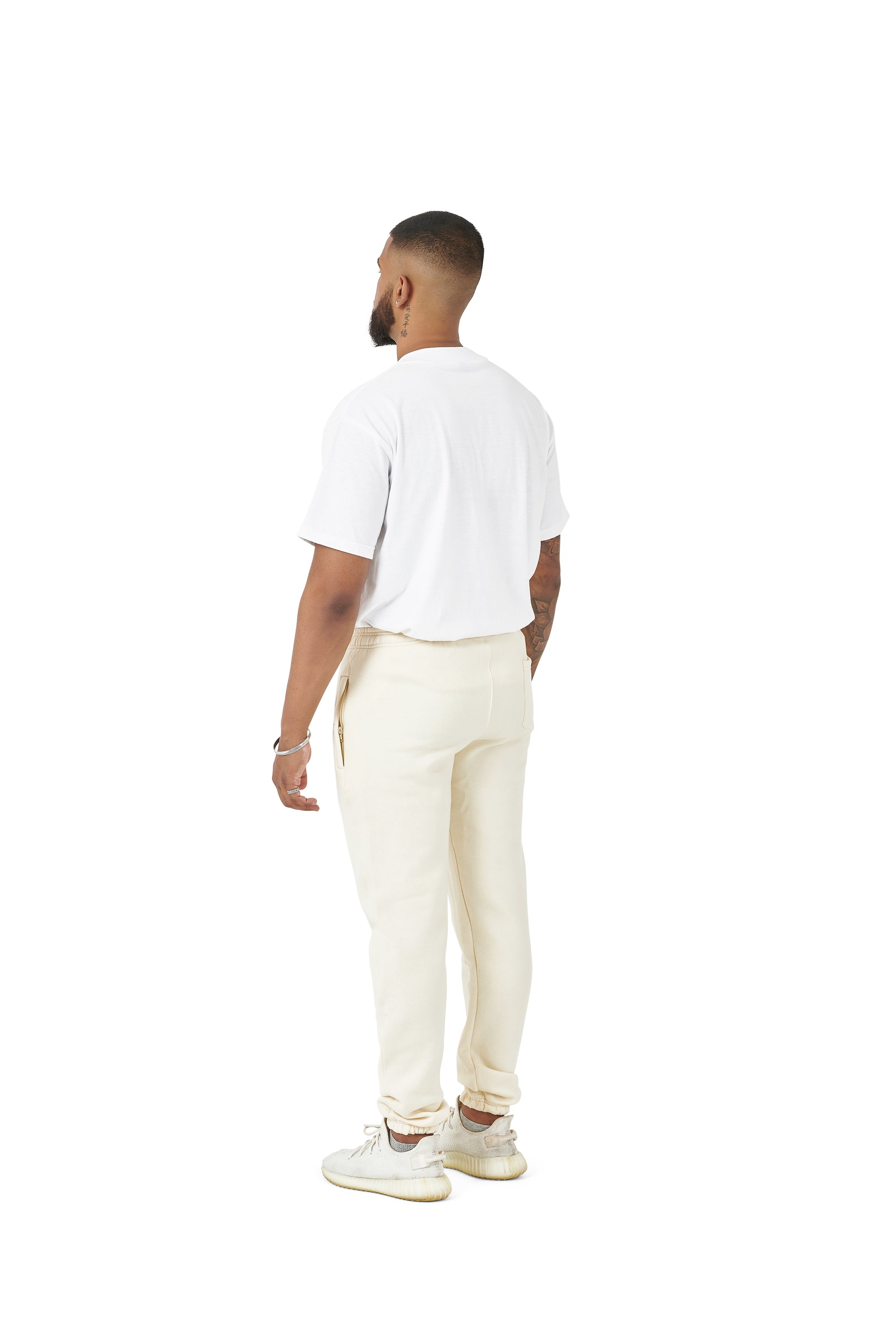 Wholesale Plain Cream Over Sized Jogging Bottoms and Plain White Oversized T-shirt