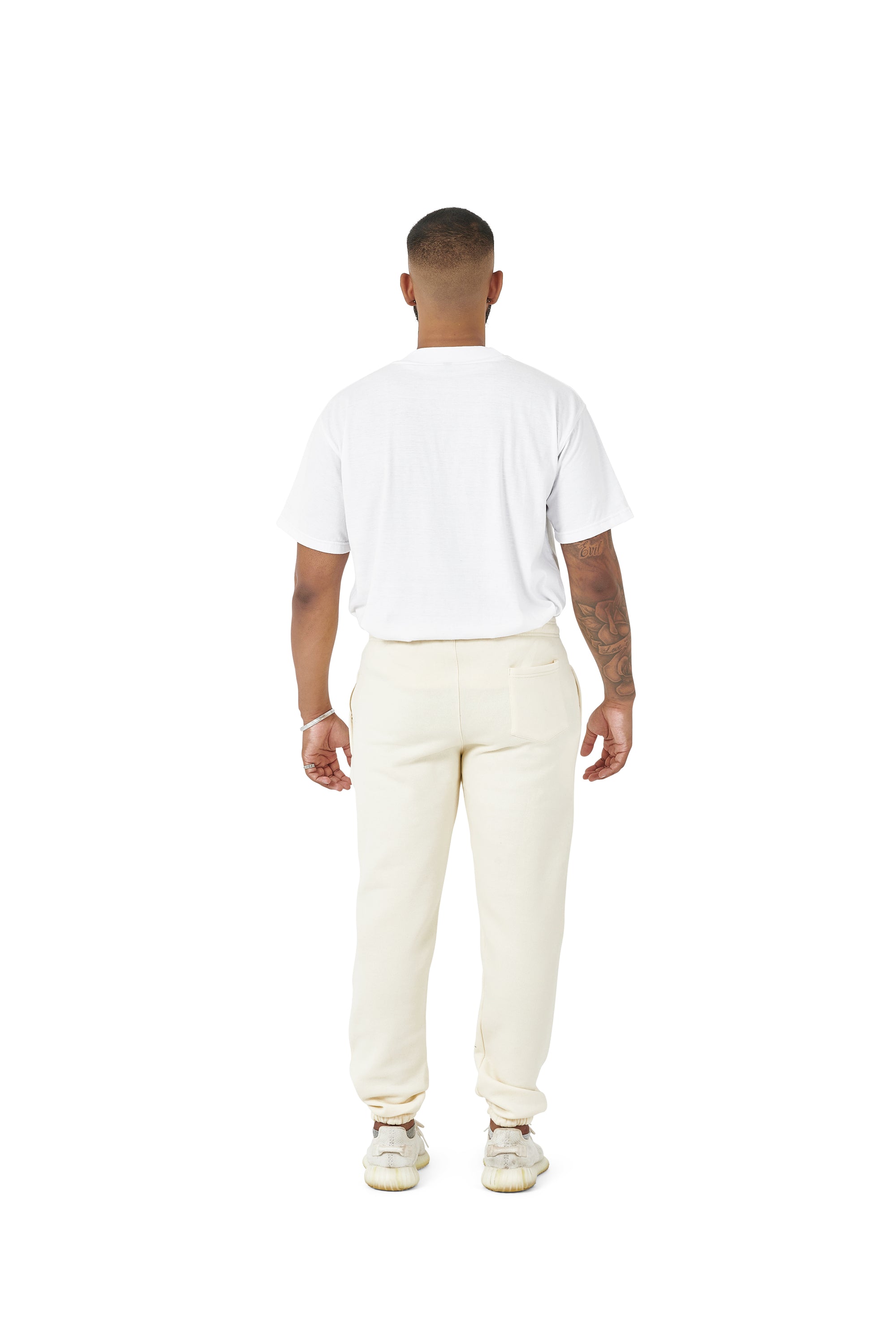 Wholesale Plain Cream Over Sized Jogging Bottoms and Plain White Oversized T-shirt