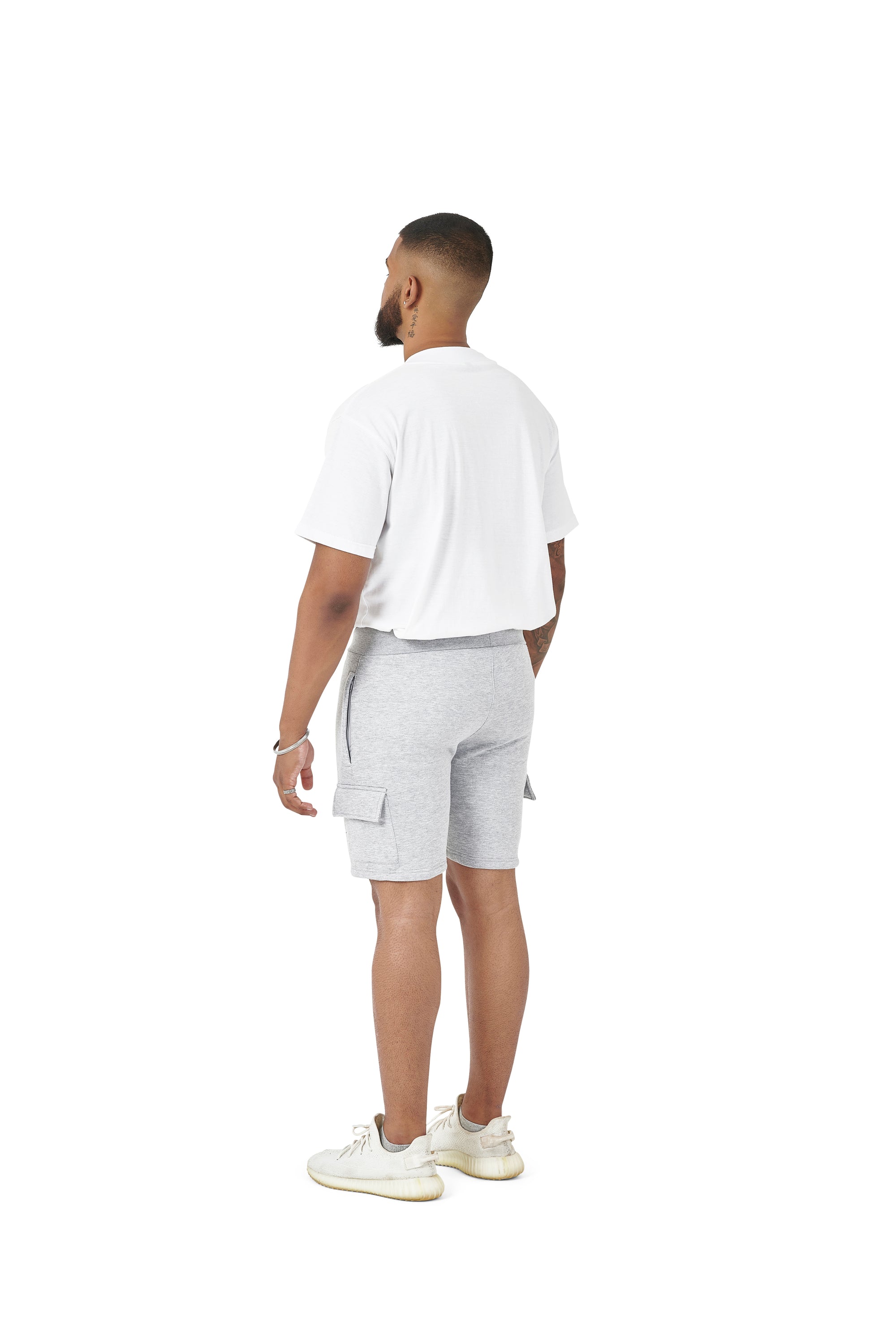 Wholesale Plain White Oversized T-shirt and Plain Grey Cargo Slim Fit Shorts