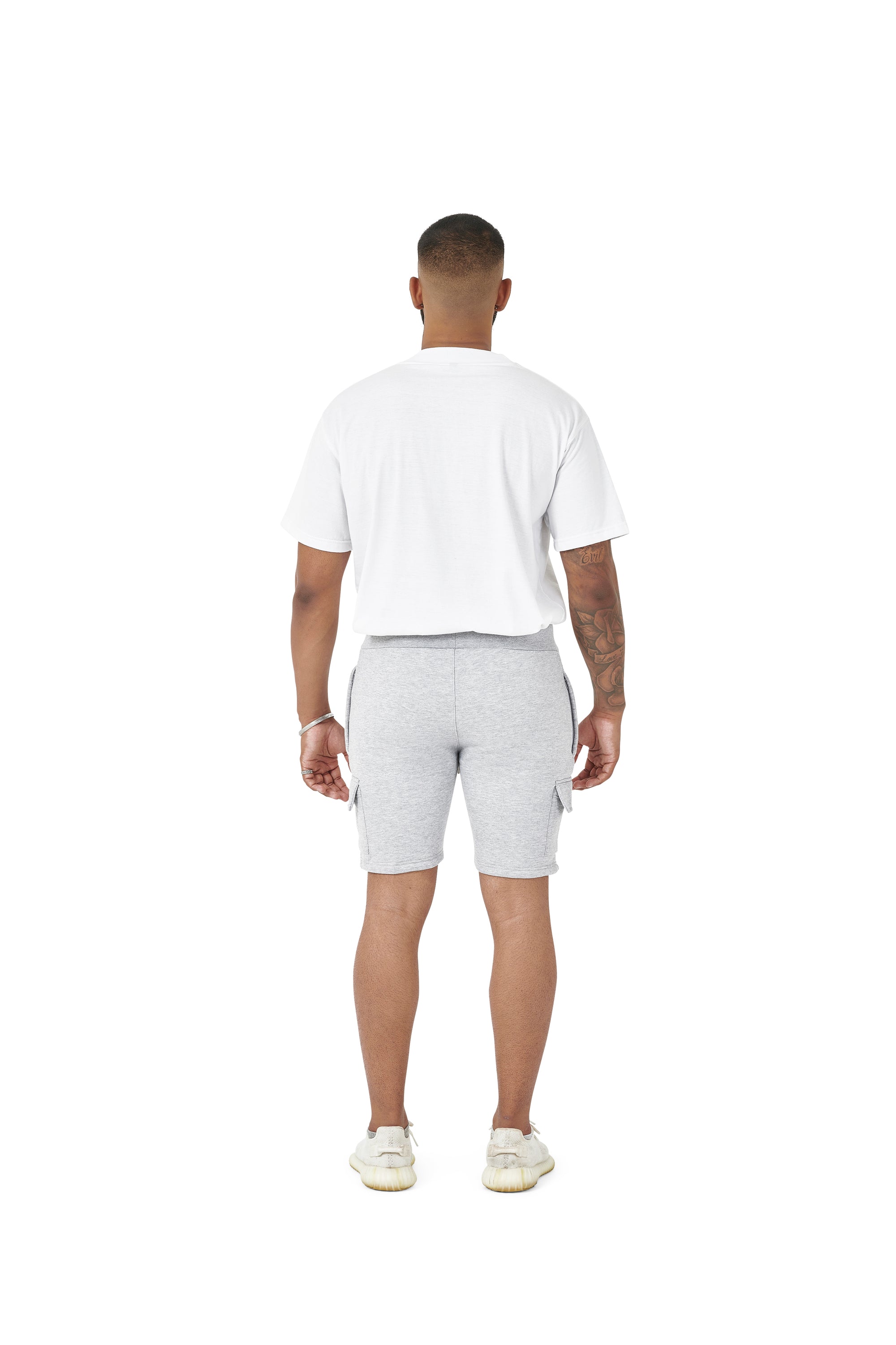 Wholesale Plain White Oversized T-shirt and Plain Grey Cargo Slim Fit Shorts