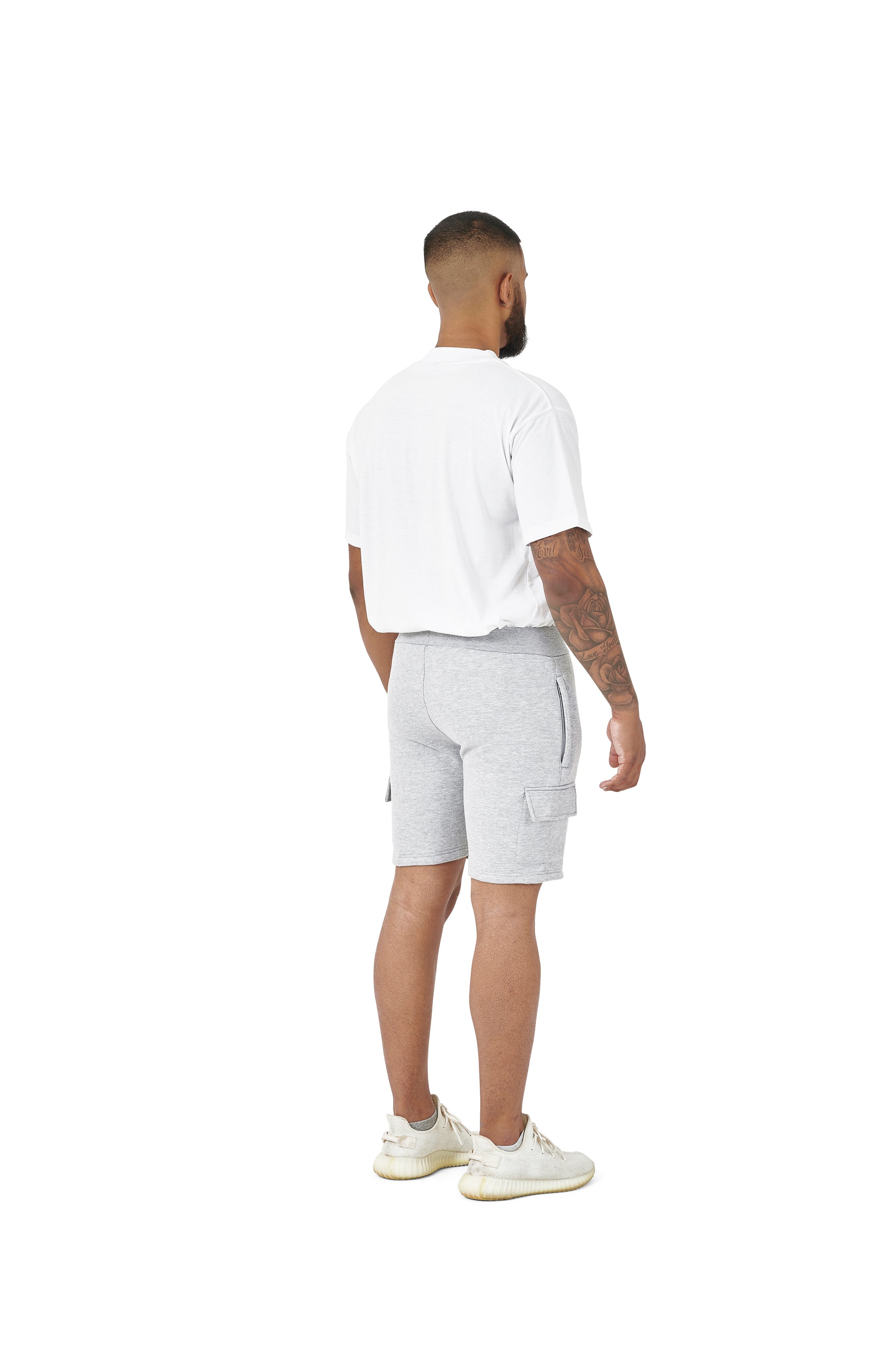 Wholesale Plain White Oversized T-shirt and Plain Grey Cargo Slim Fit Shorts