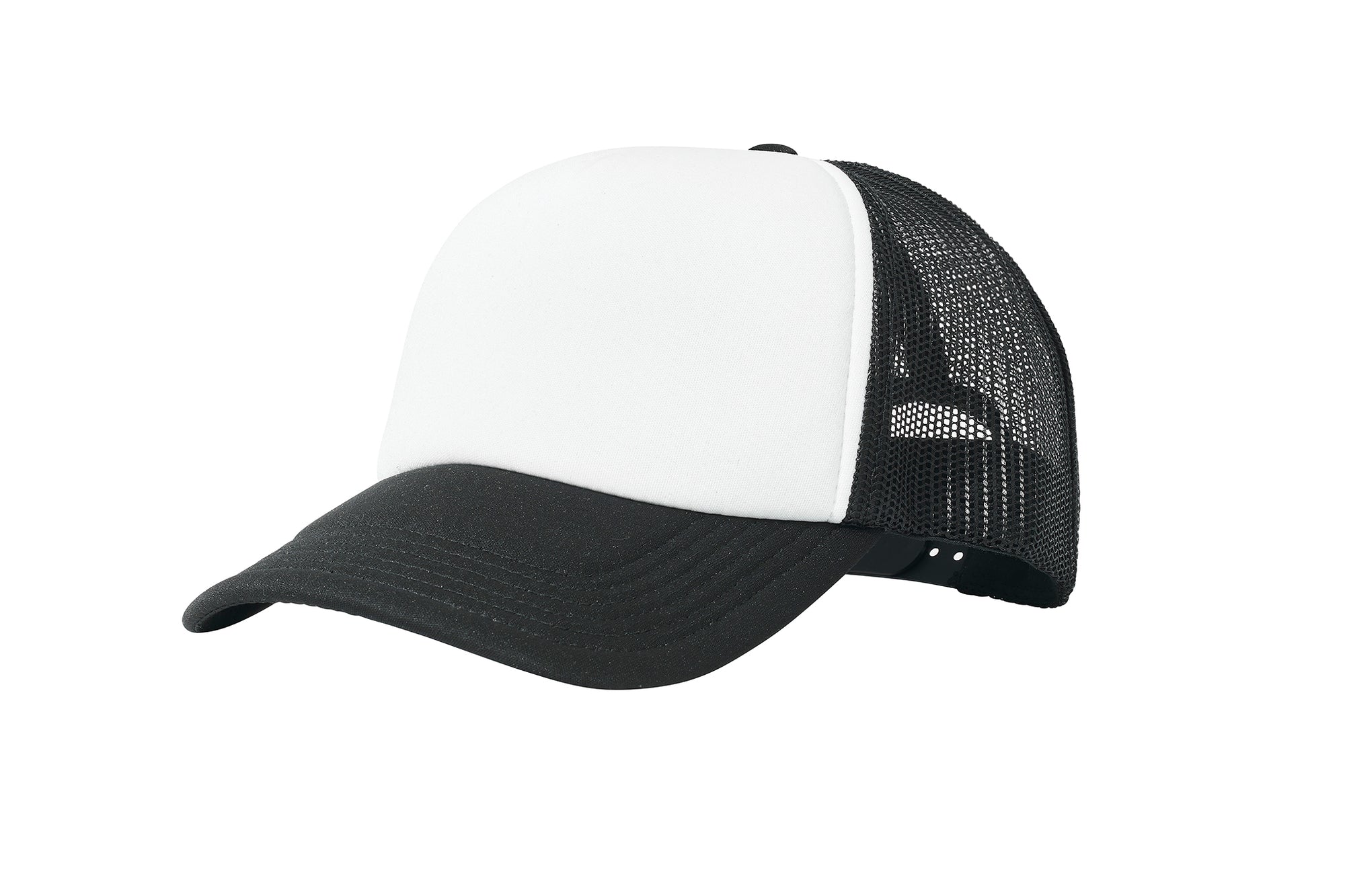 Wholesale Plain White and Black Foam Mesh Snap Back Cap