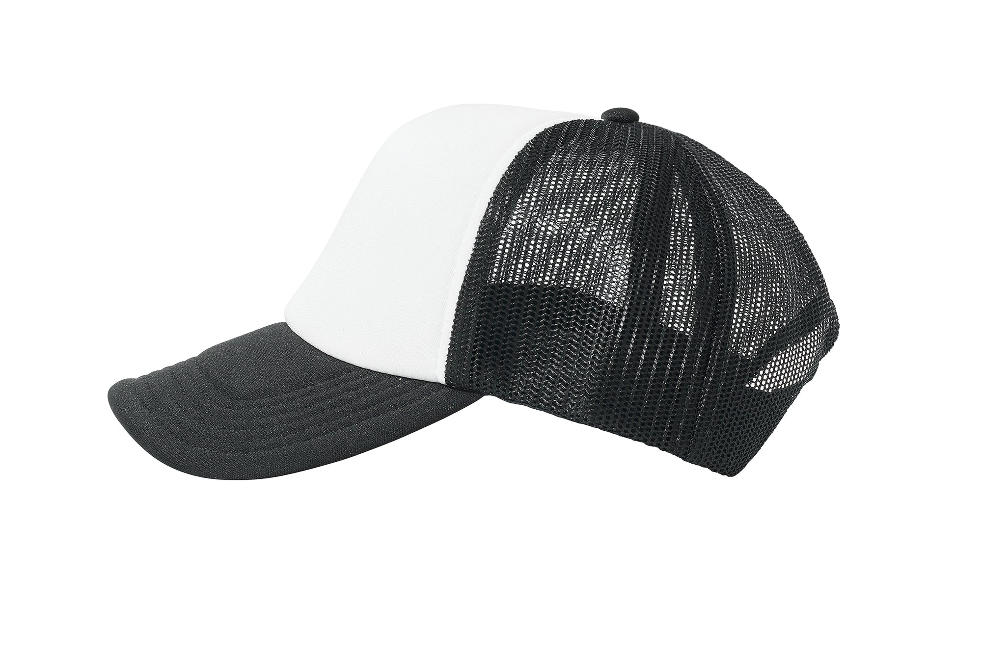 Wholesale Plain White and Black Foam Mesh Snap Back Cap