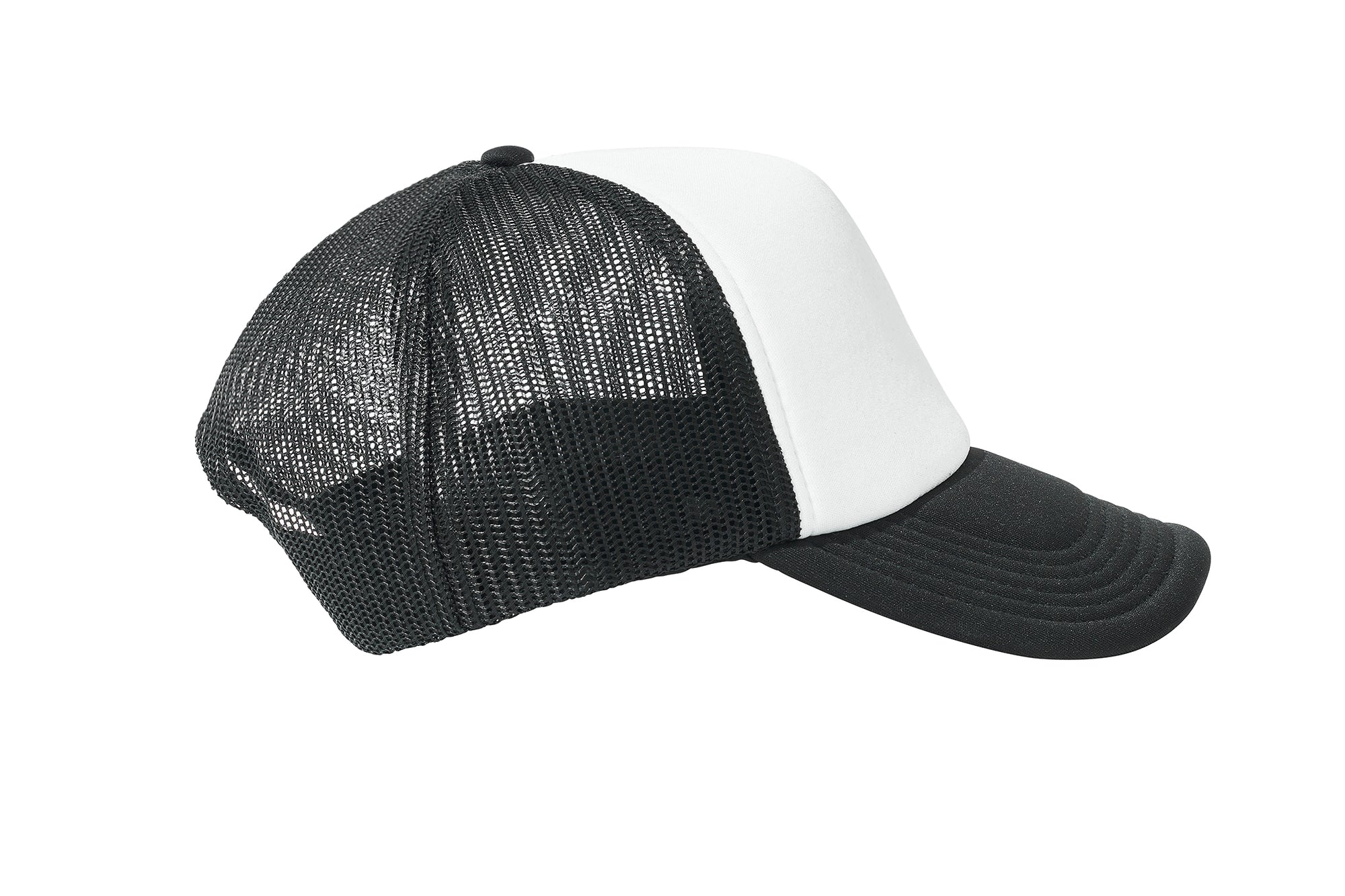 Wholesale Plain White and Black Foam Mesh Snap Back Cap