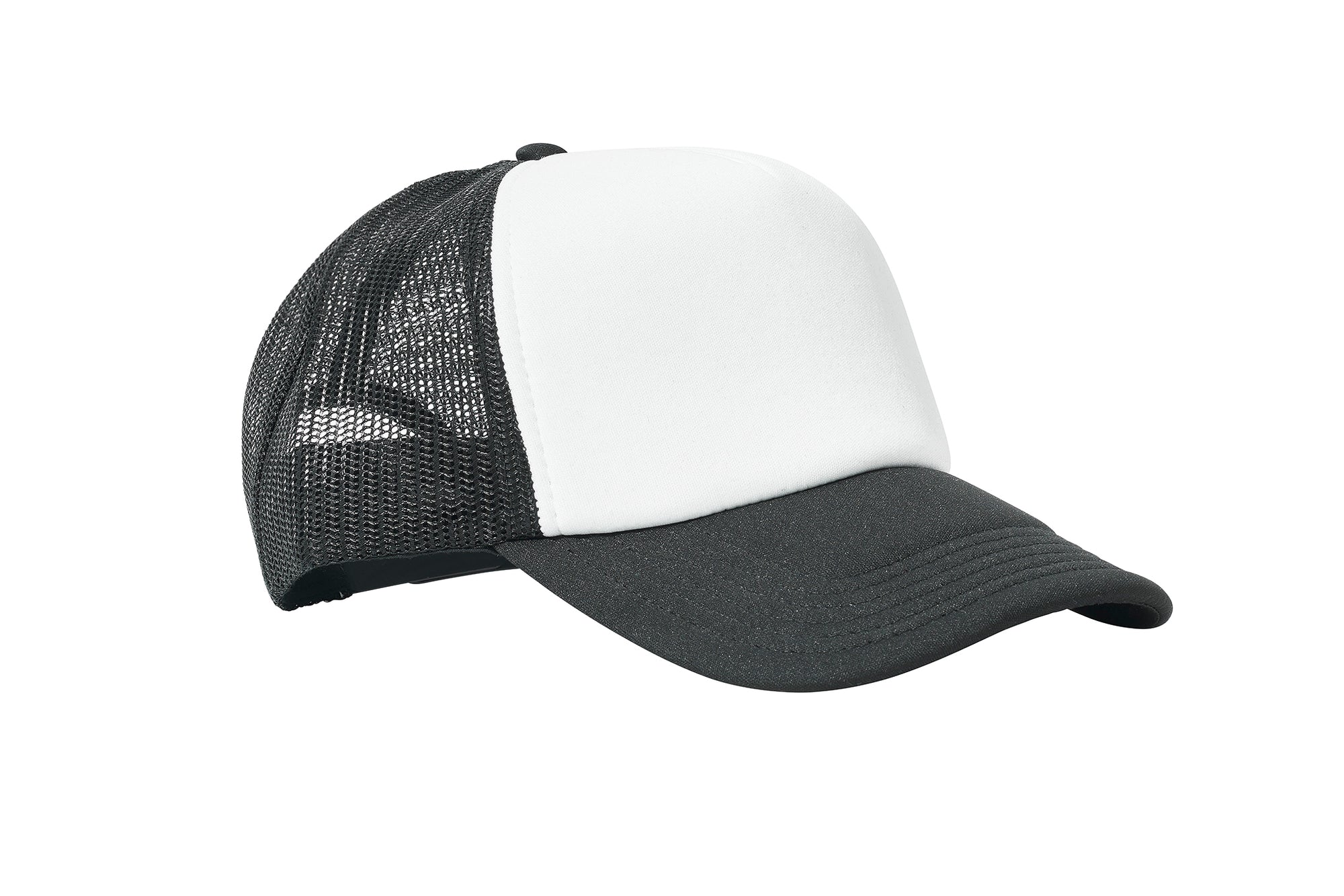 Wholesale Plain White and Black Foam Mesh Snap Back Cap