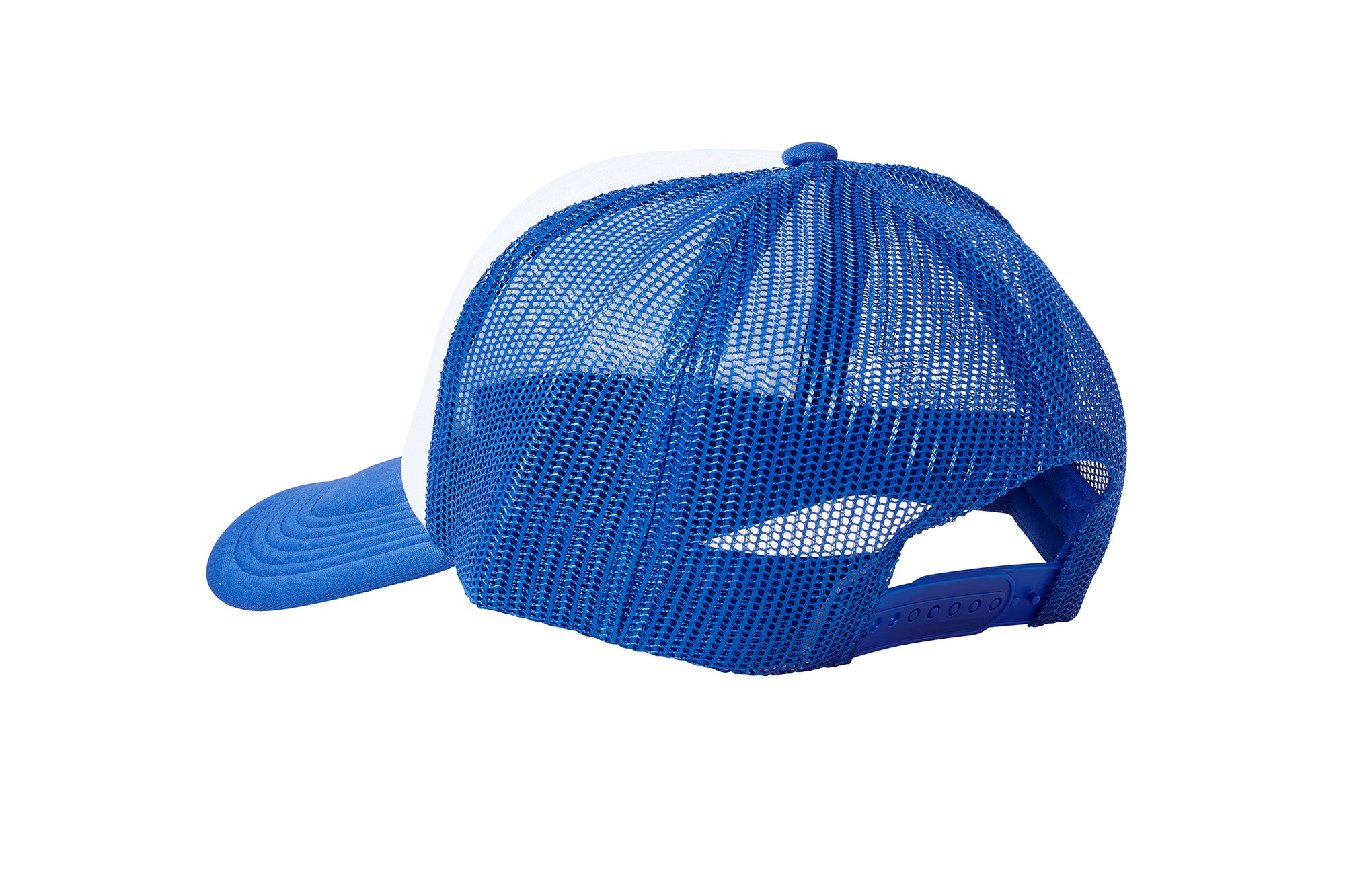 Wholesale Plain White and Royal Blue Foam Mesh Snap Back Cap