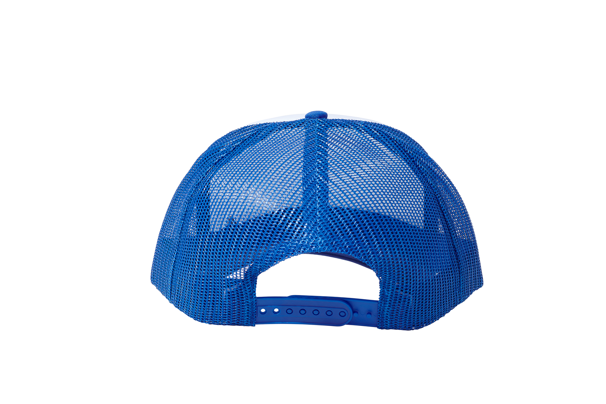 Wholesale Plain White and Royal Blue Foam Mesh Snap Back Cap