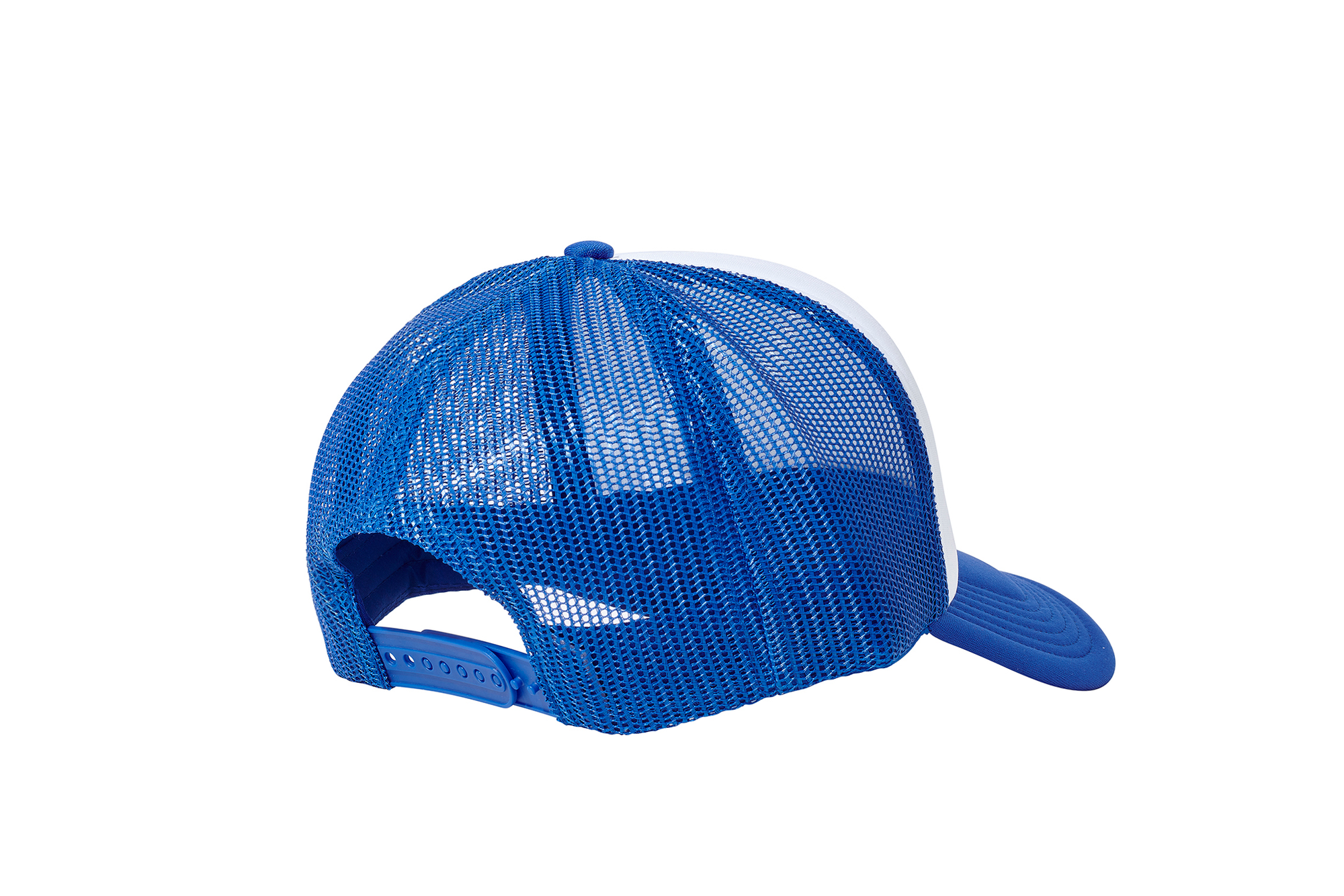 Wholesale Plain White and Royal Blue Foam Mesh Snap Back Cap