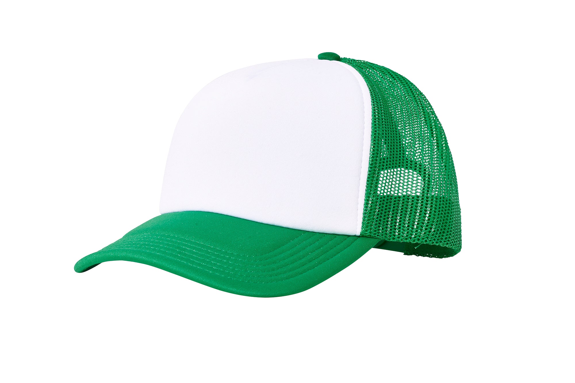 Wholesale Plain White and Green Foam Mesh Snap Back Cap