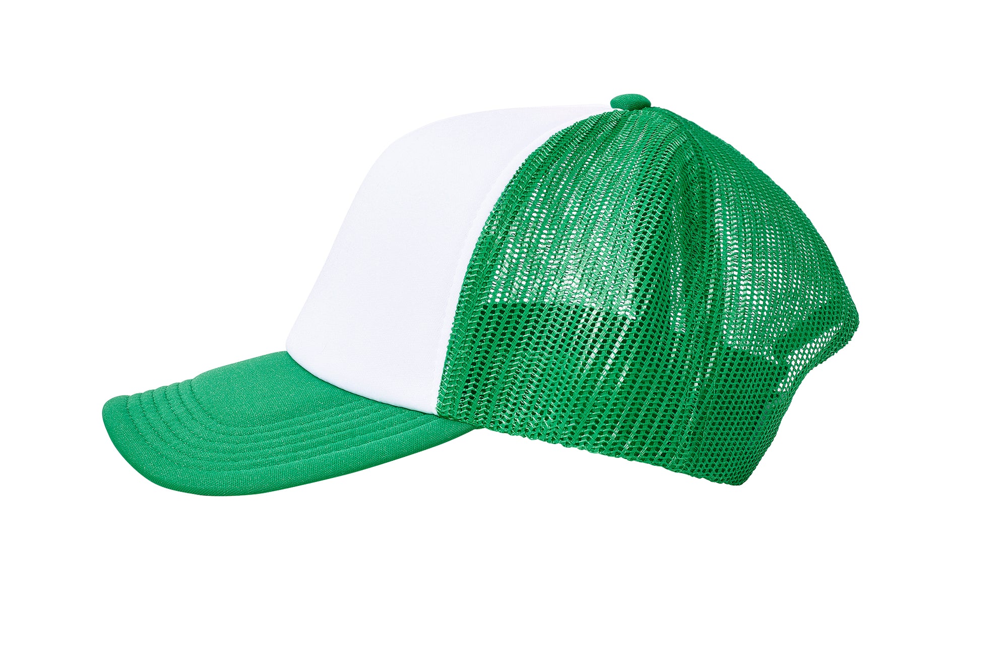 Wholesale Plain White and Green Foam Mesh Snap Back Cap