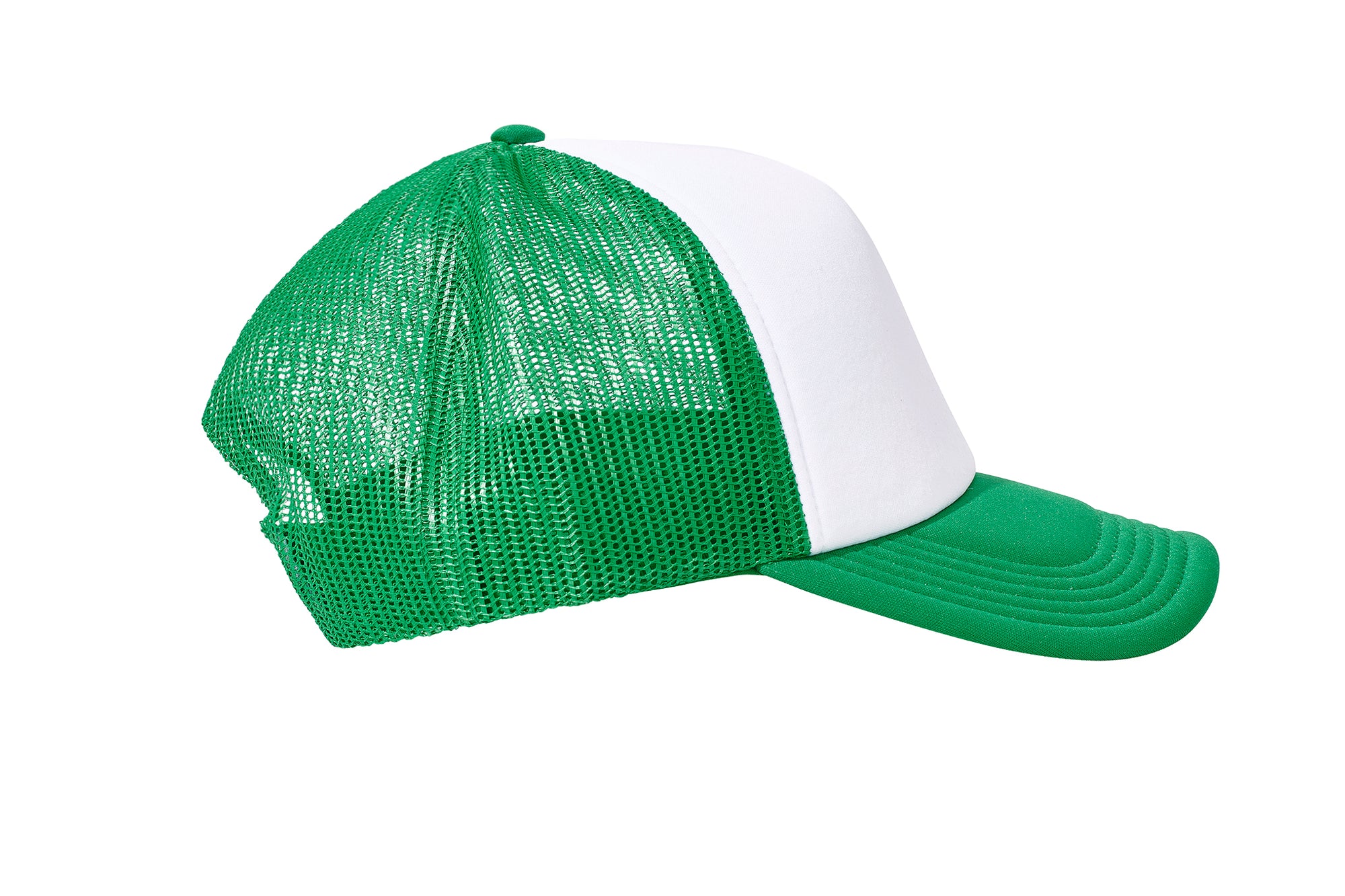 Wholesale Plain White and Green Foam Mesh Snap Back Cap