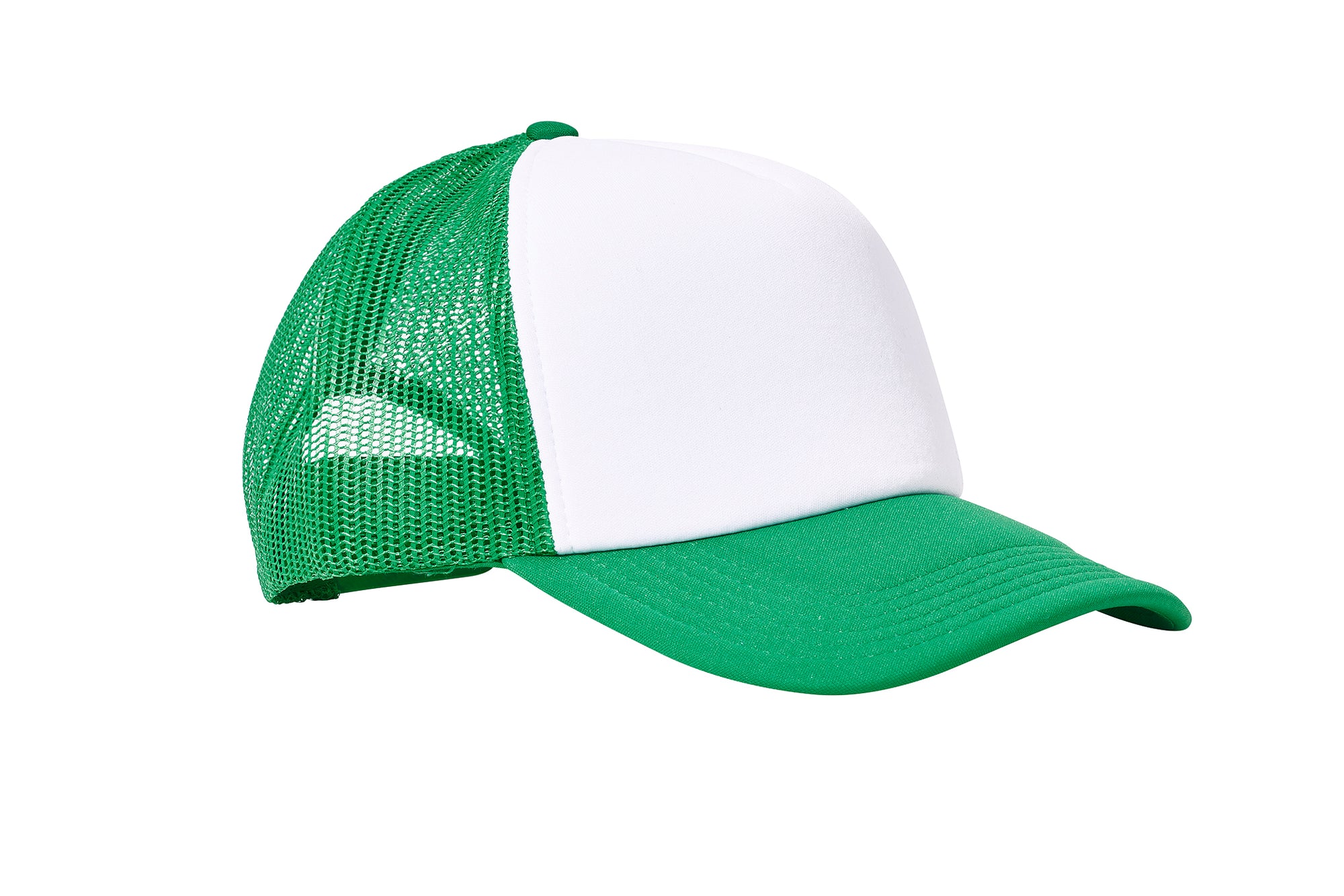 Wholesale Plain White and Green Foam Mesh Snap Back Cap