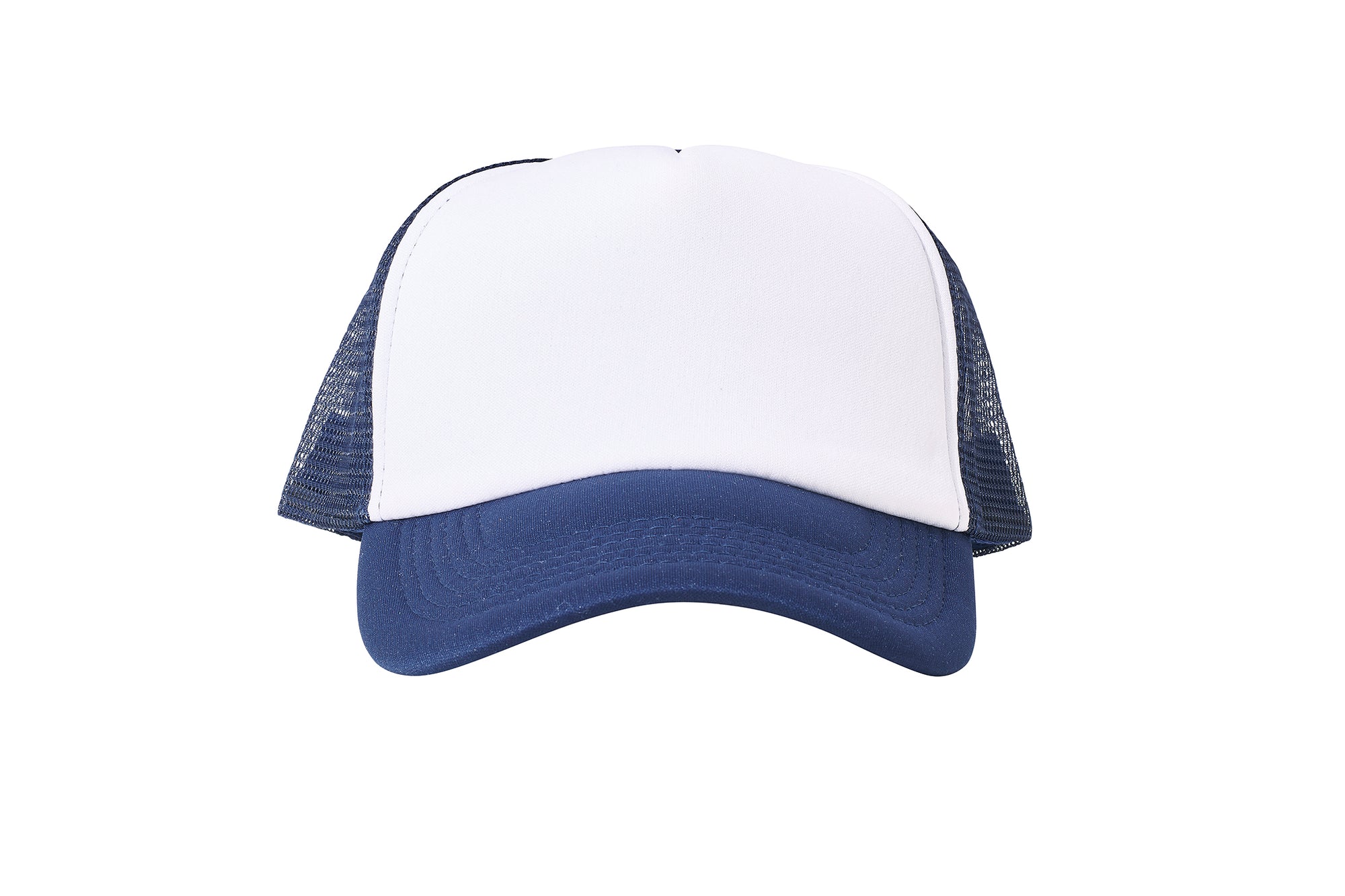 Wholesale Plain White and Navy Foam Mesh Snap Back Cap