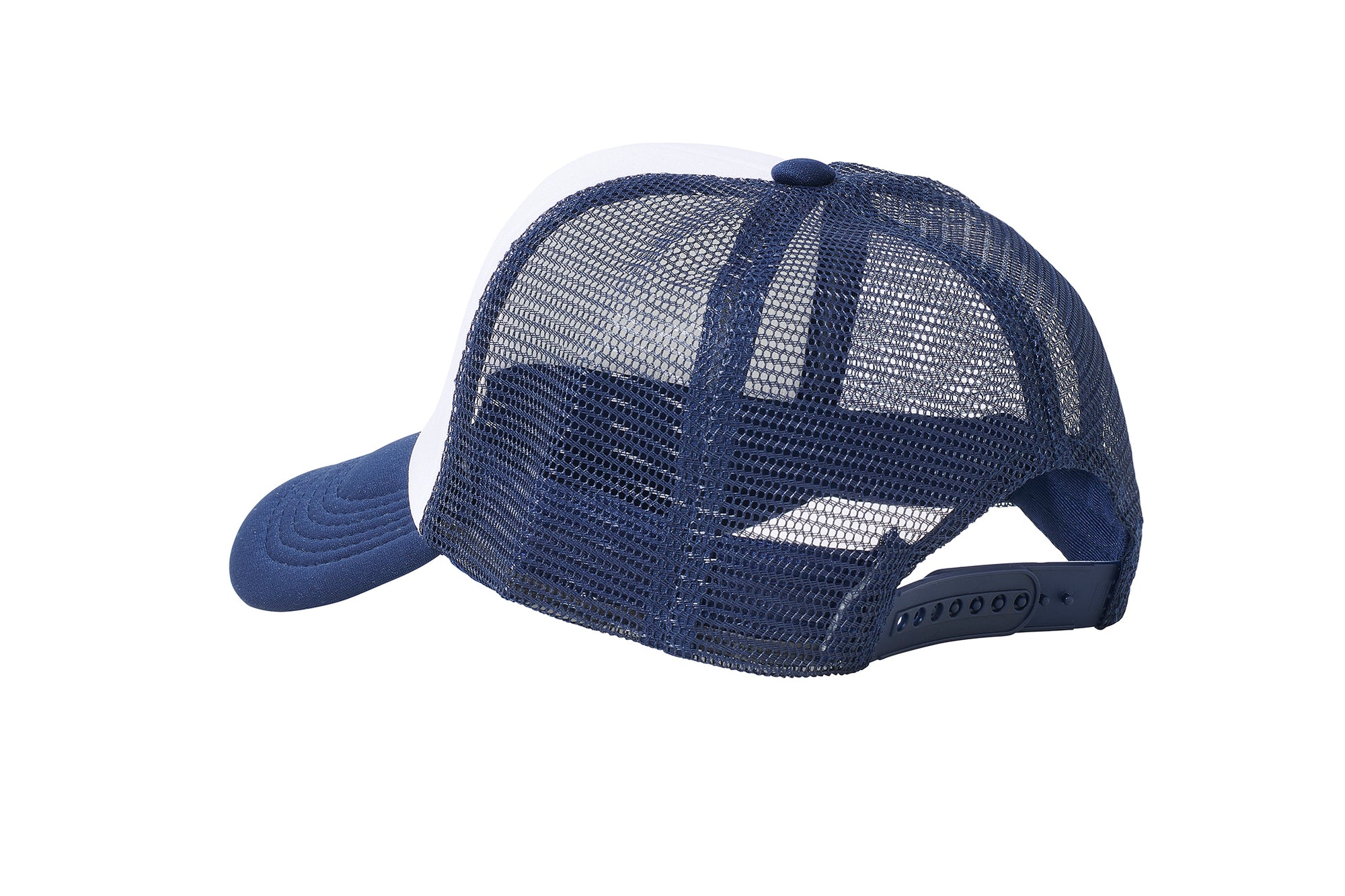 Wholesale Plain White and Navy Foam Mesh Snap Back Cap