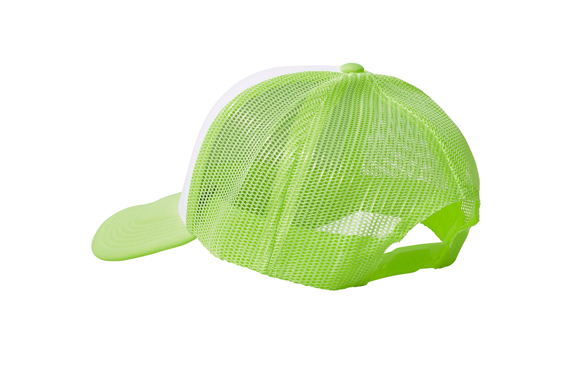 Wholesale Plain White and Neon Green Foam Mesh Snap Back Cap