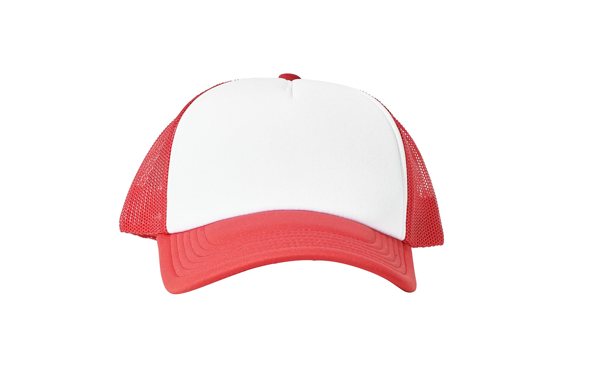 Wholesale Plain White and Red Foam Mesh Snap Back Cap