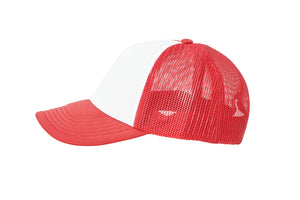 Wholesale Plain White and Red Foam Mesh Snap Back Cap