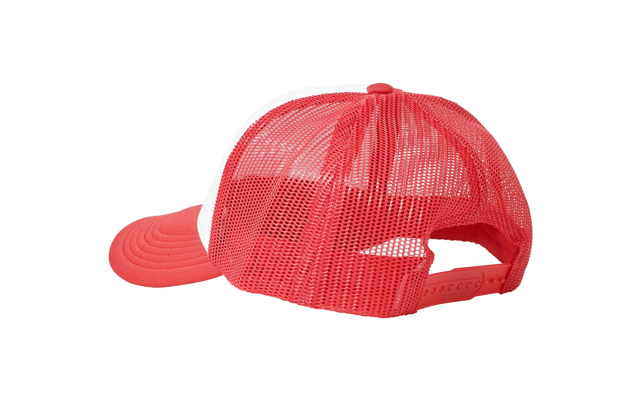 Wholesale Plain White and Red Foam Mesh Snap Back Cap