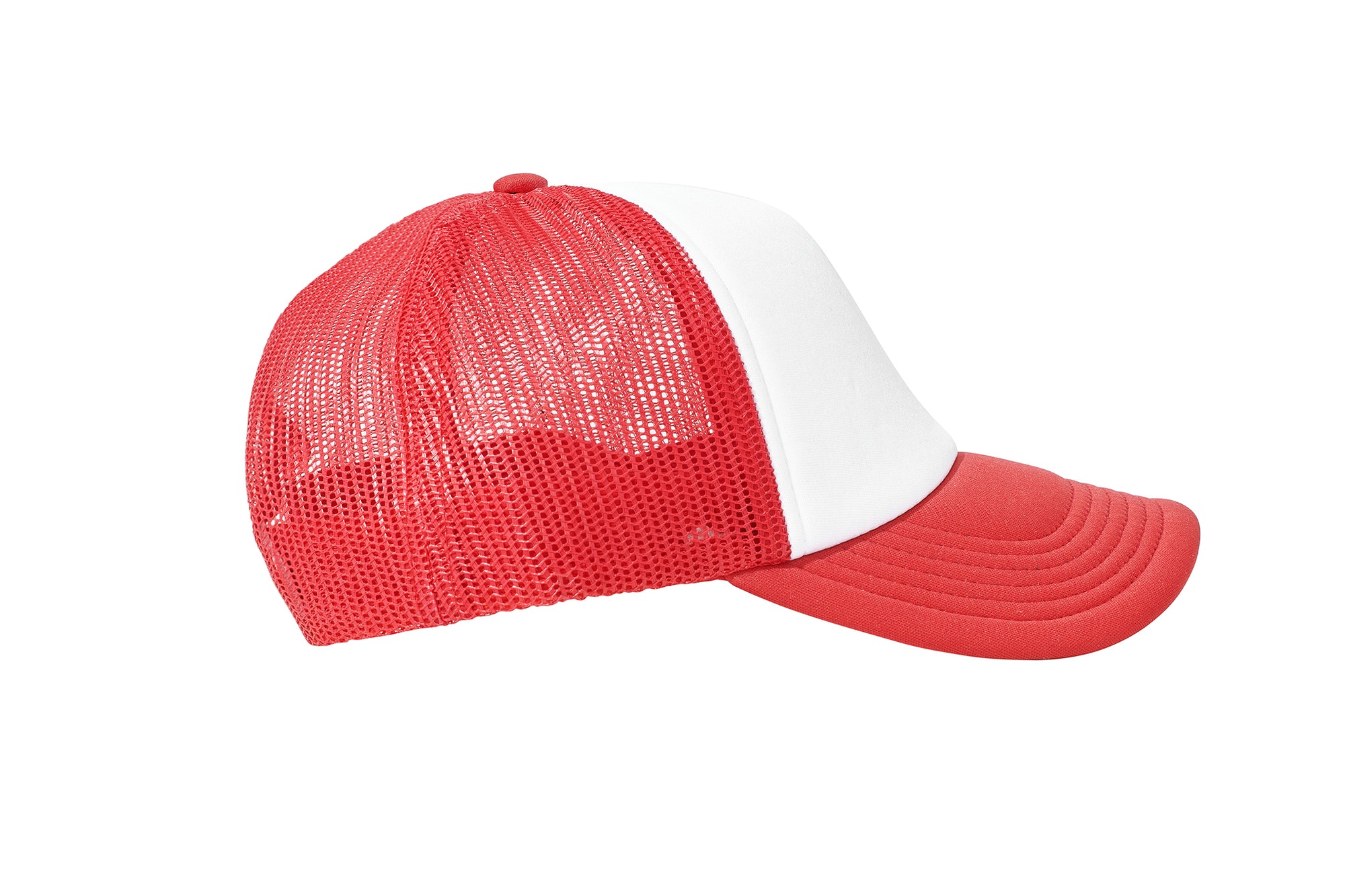 Wholesale Plain White and Red Foam Mesh Snap Back Cap